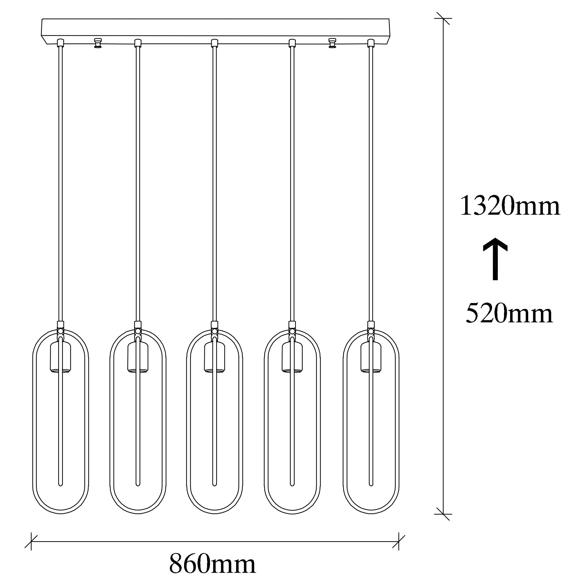 Candeeiro de Teto moderno – 132 cm de altura – preto e dourado – metal