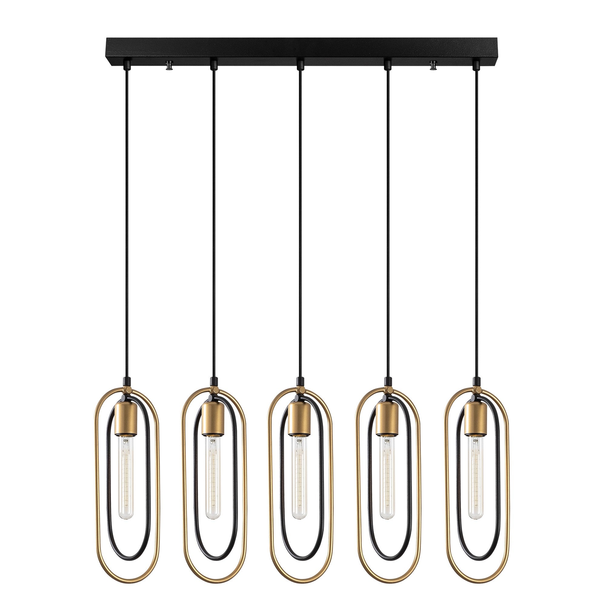 Candeeiro de Teto moderno – 132 cm de altura – preto e dourado – metal