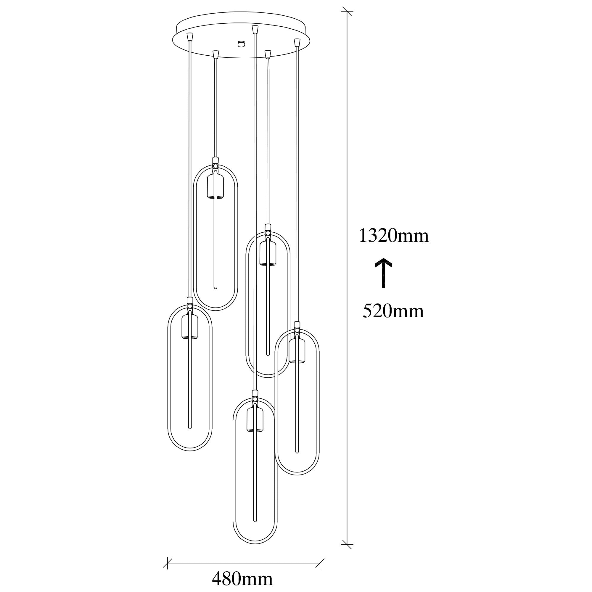 Candeeiro de Teto – 48 x 48 cm – preto e dourado – metal