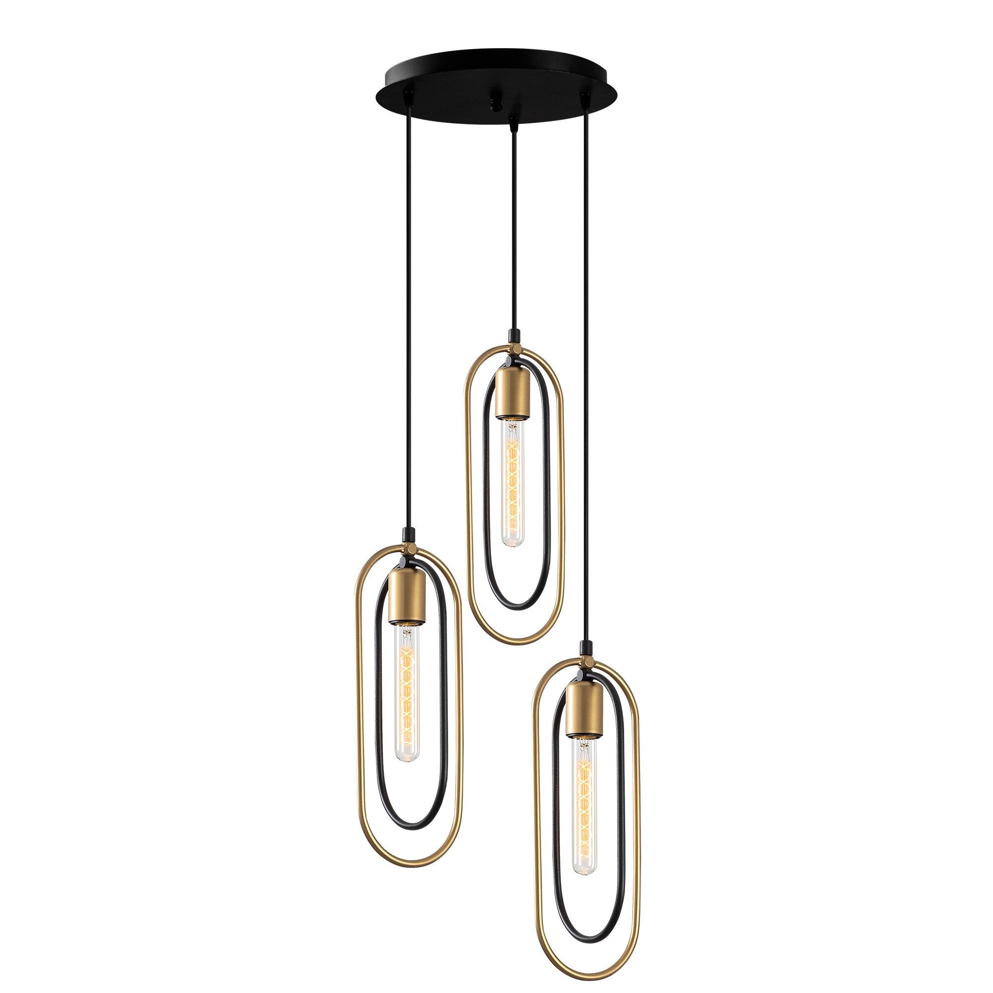 Candeeiro de Teto moderno – 38 x 38 cm – preto e dourado – metal