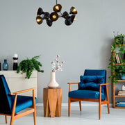 Candeeiro de Teto Industrial – 75 x 75 cm – Preto – Metal