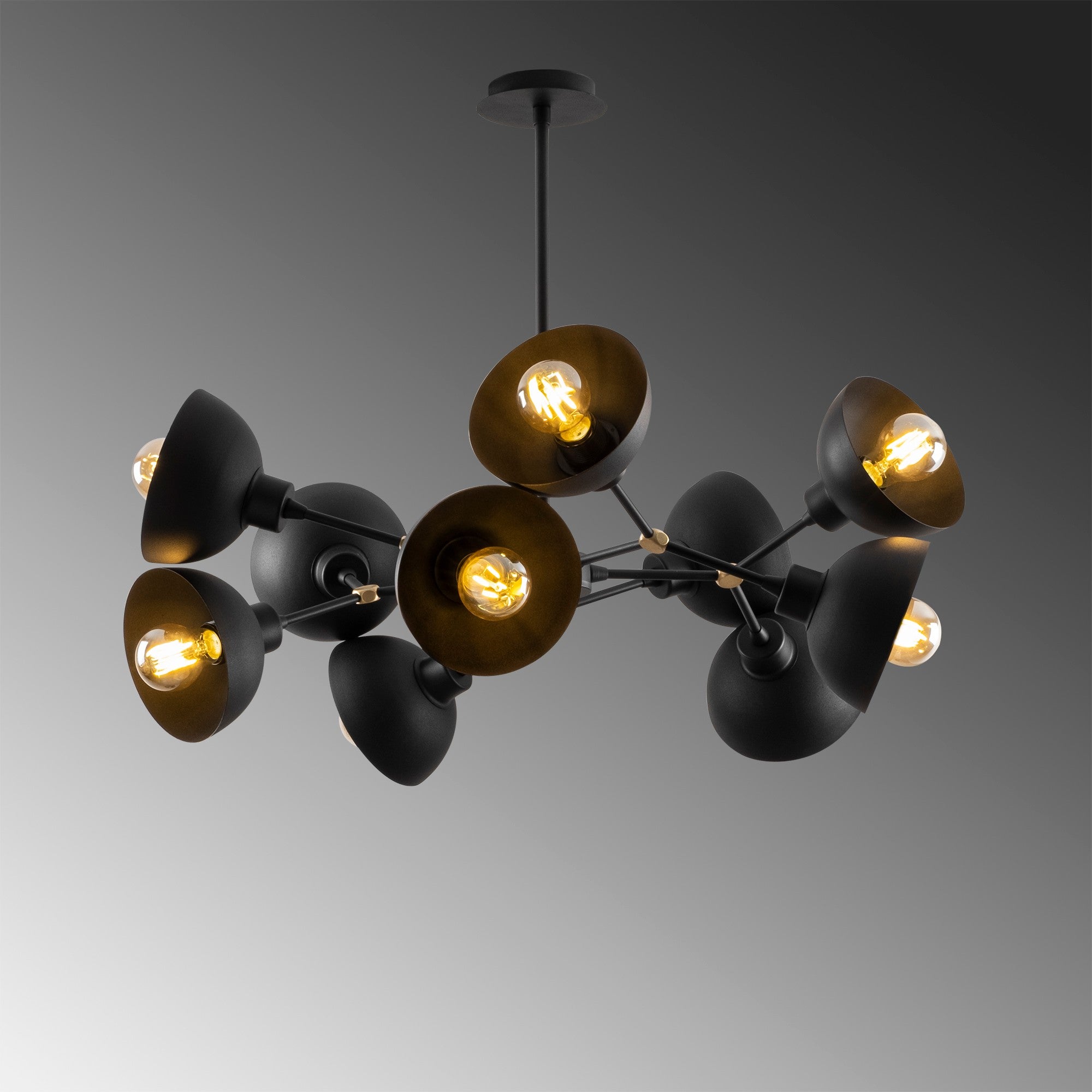 Candeeiro de Teto Industrial – 75 x 75 cm – Preto – Metal