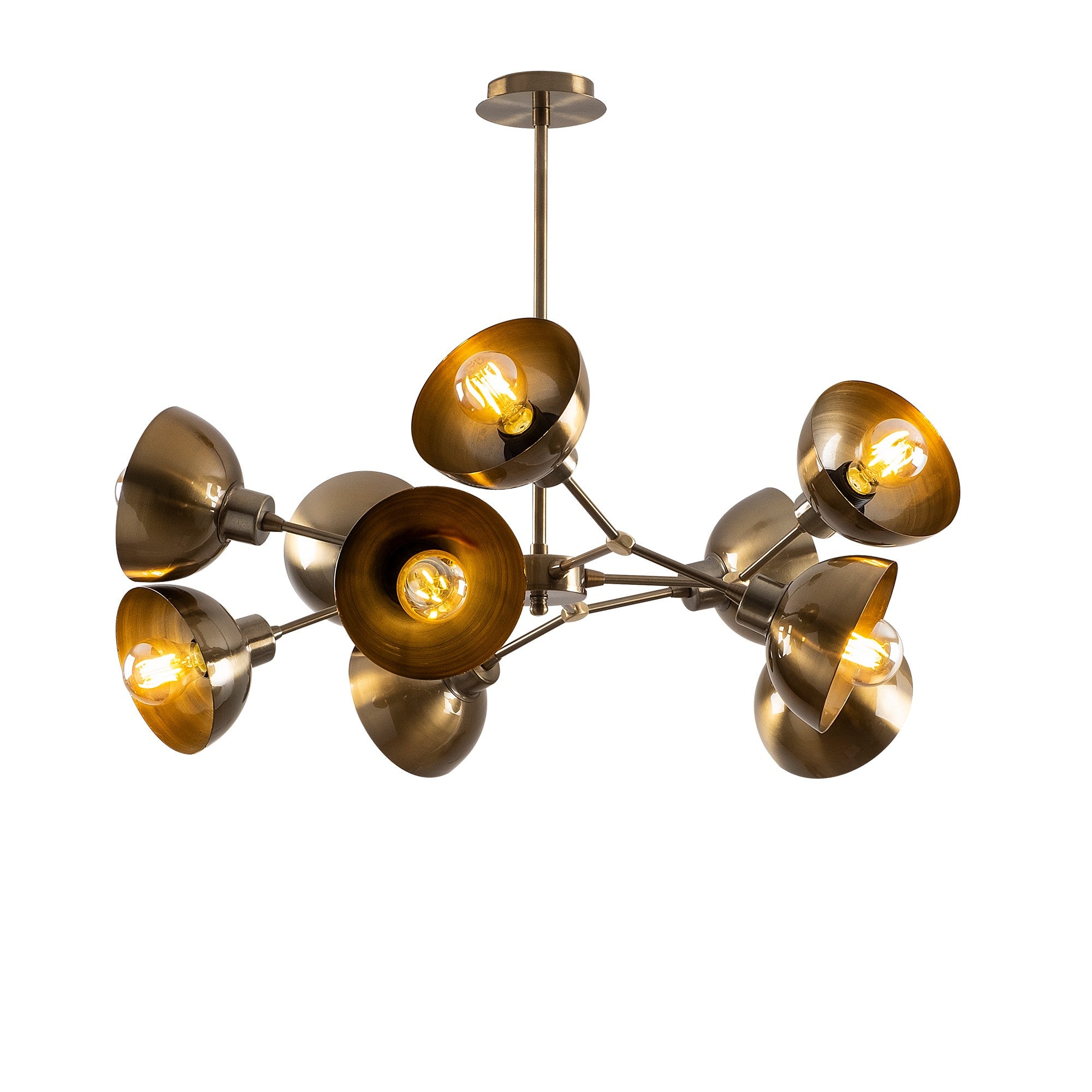 Lustre Vintage Glam, Corpo de Metal, 75 x 75 cm, Altura 60 cm | 10 x E27 Máx. 40 W | Iluminação Elegante para Decoração Moderna, Classificação IP20