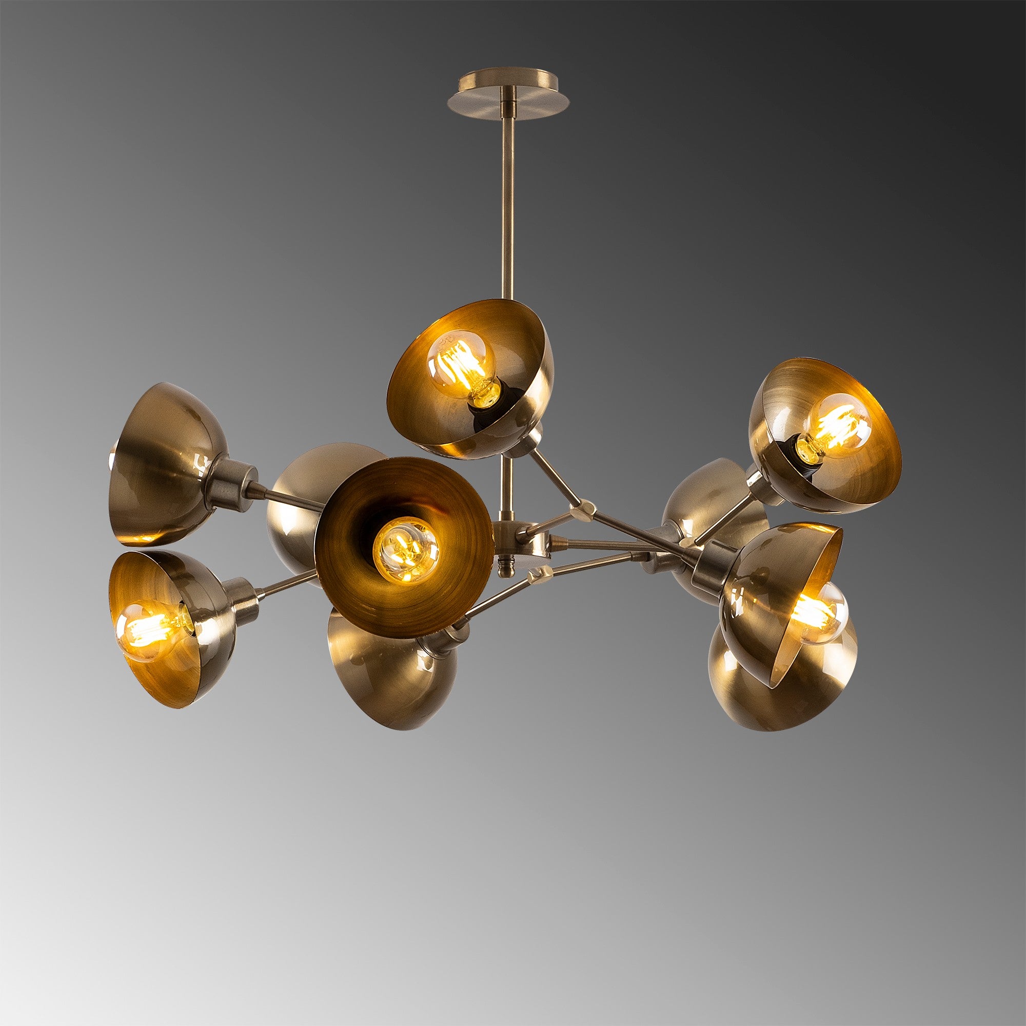 Lustre Vintage Glam, Corpo de Metal, 75 x 75 cm, Altura 60 cm | 10 x E27 Máx. 40 W | Iluminação Elegante para Decoração Moderna, Classificação IP20