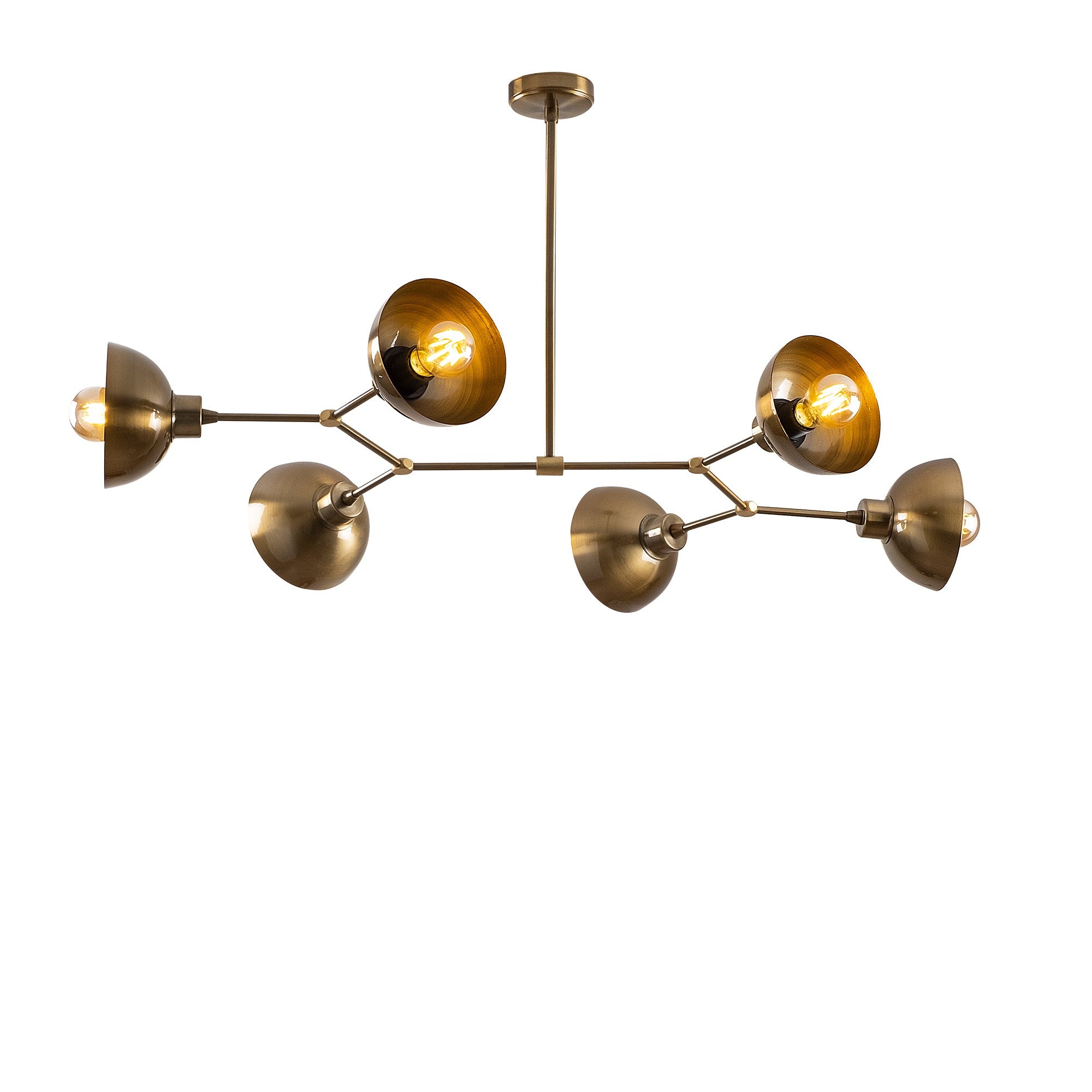 Lustre Vintage Glam, Corpo em Metal, 102 x 52 cm, Altura: 53 cm | 6 x E27 Máx. 40 W | Iluminação Elegante para Casas Modernas, Classificação IP20