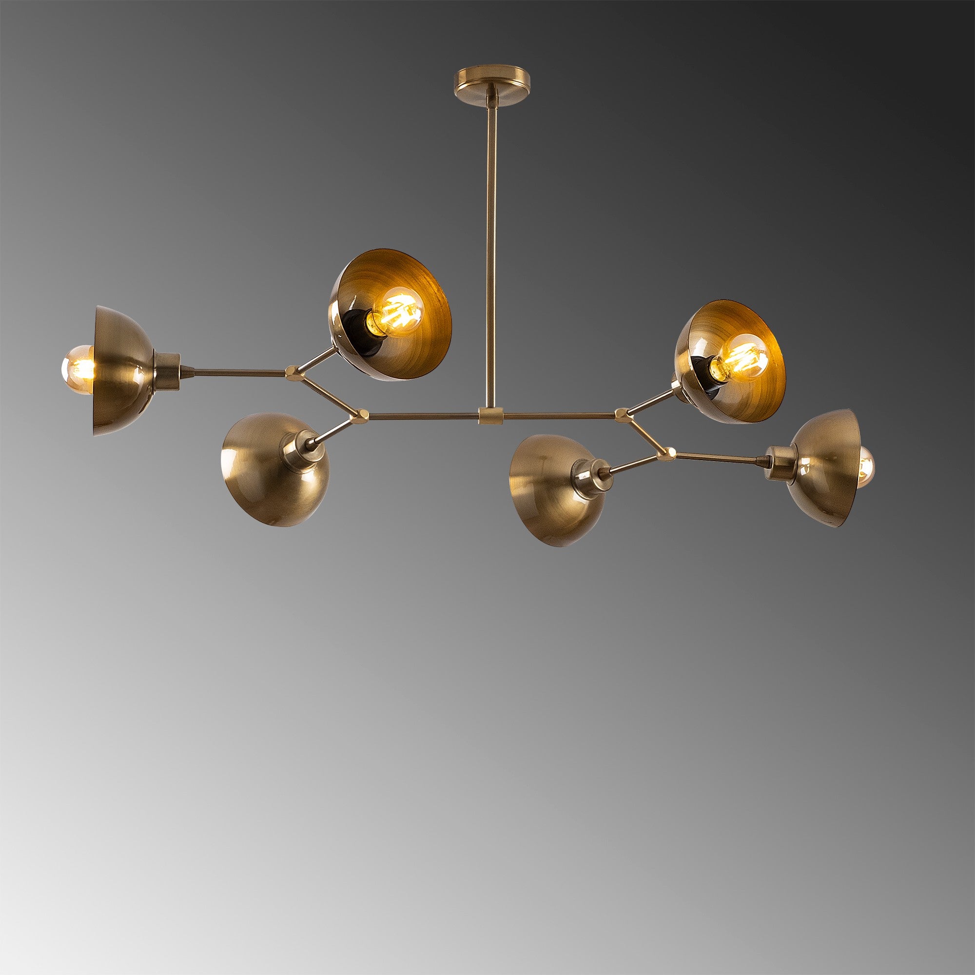 Lustre Vintage Glam, Corpo em Metal, 102 x 52 cm, Altura: 53 cm | 6 x E27 Máx. 40 W | Iluminação Elegante para Casas Modernas, Classificação IP20