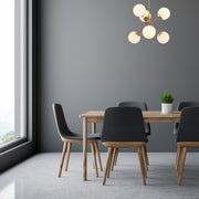 Candeeiro de Teto moderno – 55 x 55 cm – Dourado e Branco – Metal e Vidro