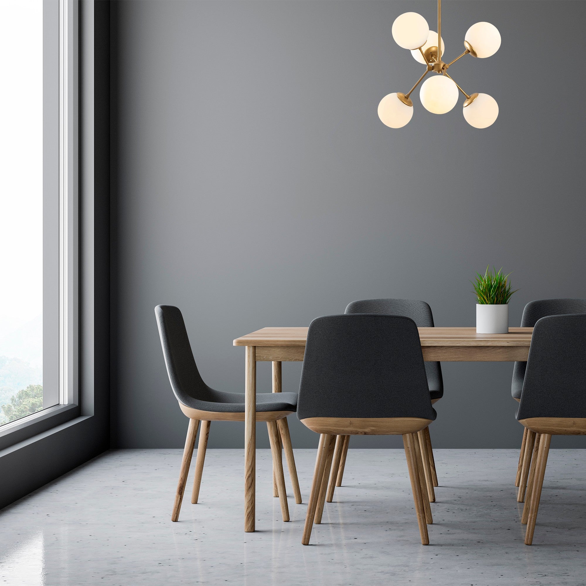 Candeeiro de Teto moderno – 55 x 55 cm – Dourado e Branco – Metal e Vidro