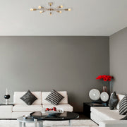 Lustre Vintage Elegante, Corpo em Metal, 78 x 78 cm, Altura 19 cm | 8 x E27 Máx. 40 W, IP20 | Iluminação Glamourosa para Espaços Modernos