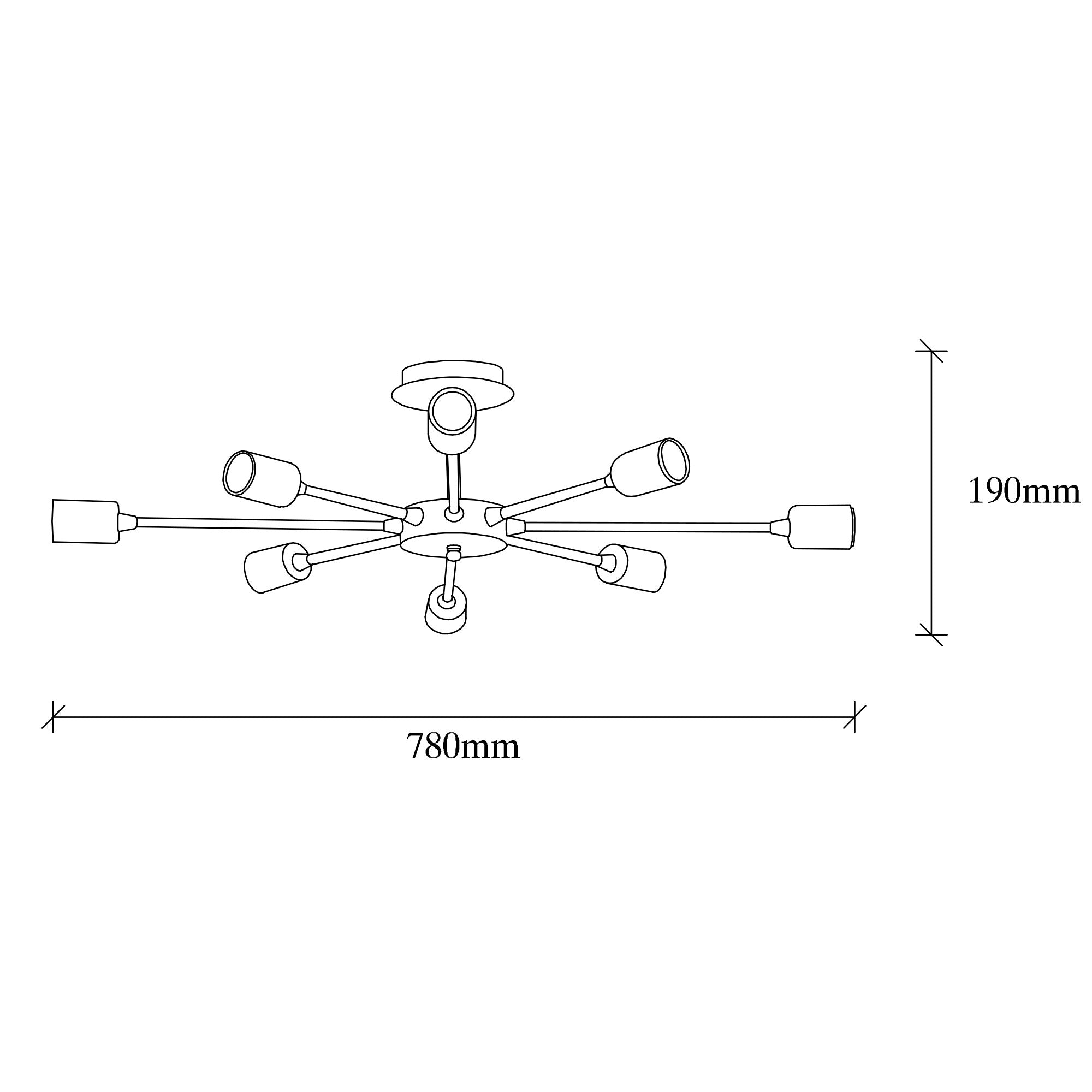 Lustre Vintage Elegante, Corpo em Metal, 78 x 78 cm, Altura 19 cm | 8 x E27 Máx. 40 W, IP20 | Iluminação Glamourosa para Espaços Modernos