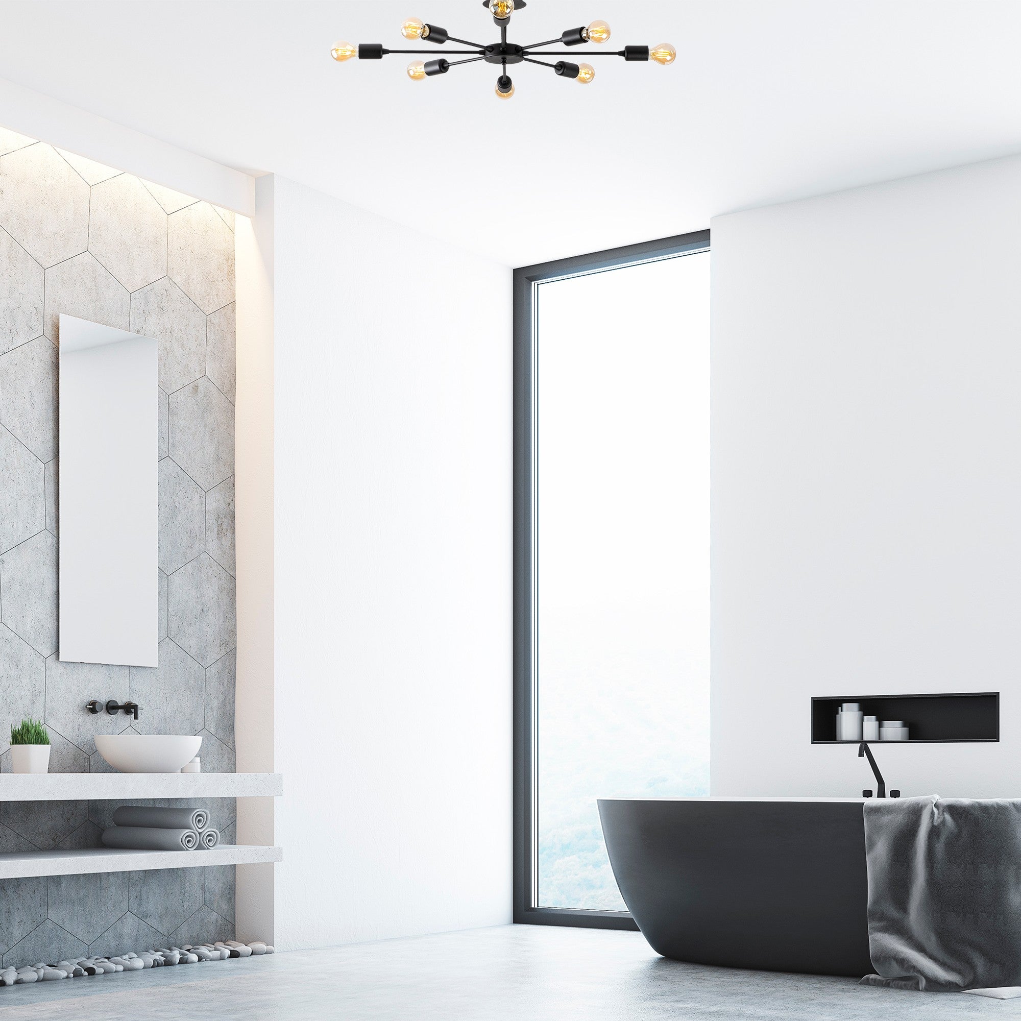 Candeeiro de Teto – 78 x 78 cm – Preto – Ferro