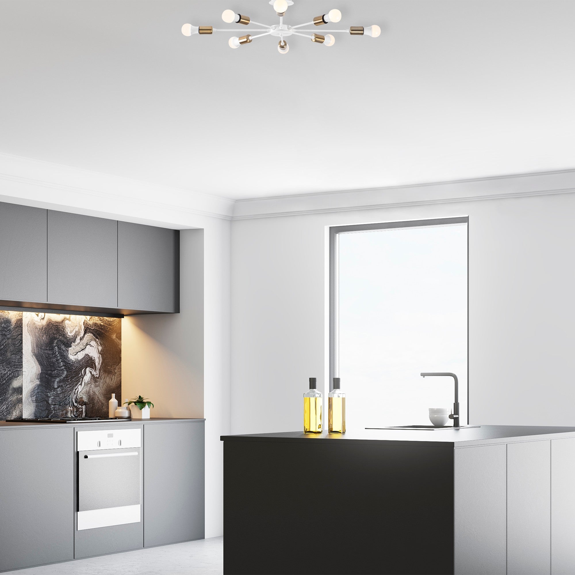 Candeeiro de Teto – 78 x 78 cm – Branco – Metal