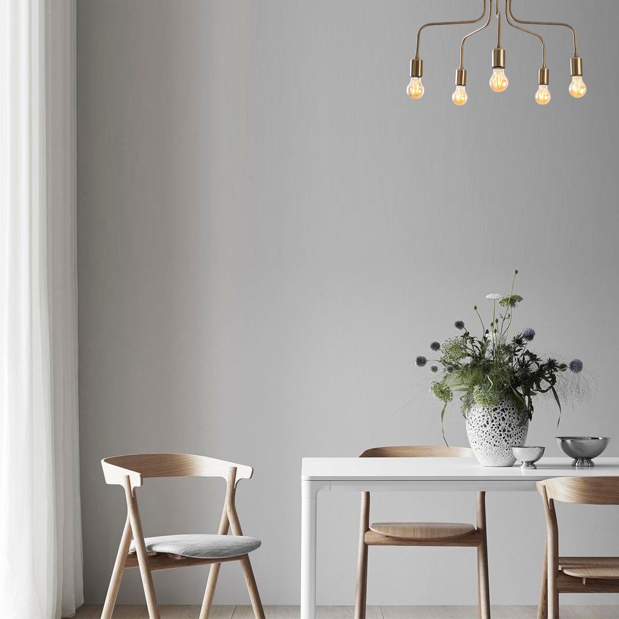 Candeeiro de Teto Vintage Glam, Corpo em Metal, 59 x 59 cm, Altura 35 cm, 5 x E27 máx. 40 W, IP20 | Iluminação Elegante para Espaços Modernos, Design Elegante e Funcional