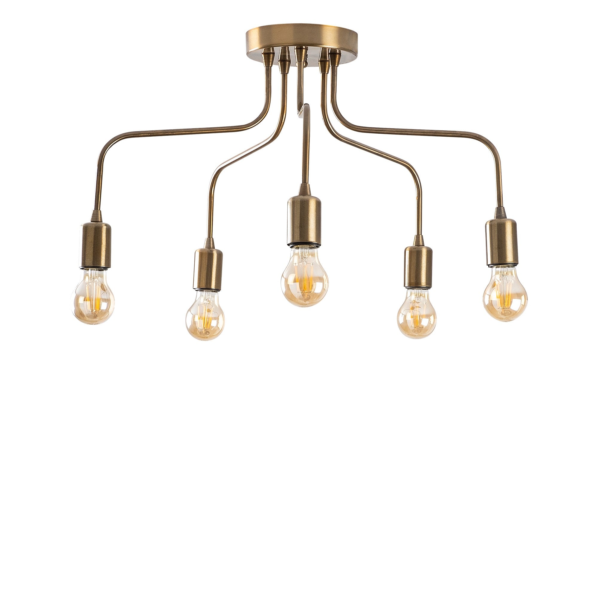 Candeeiro de Teto Vintage Glam, Corpo em Metal, 59 x 59 cm, Altura 35 cm, 5 x E27 máx. 40 W, IP20 | Iluminação Elegante para Espaços Modernos, Design Elegante e Funcional