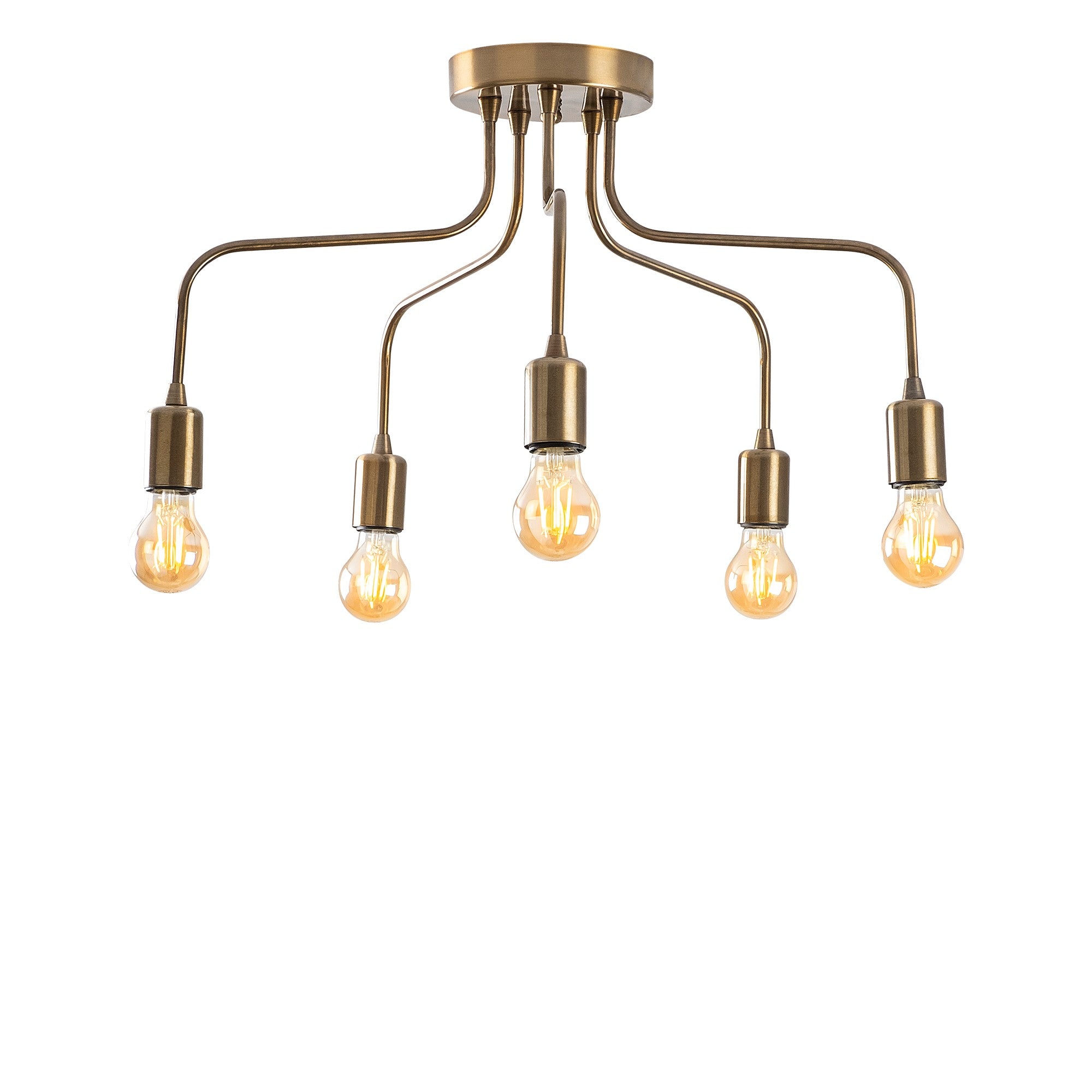Candeeiro de Teto Vintage Glam, Corpo em Metal, 59 x 59 cm, Altura 35 cm, 5 x E27 máx. 40 W, IP20 | Iluminação Elegante para Espaços Modernos, Design Elegante e Funcional