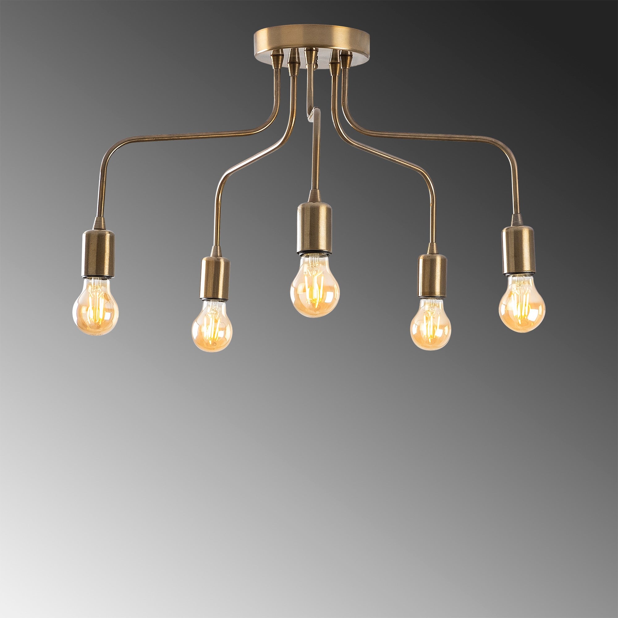 Candeeiro de Teto Vintage Glam, Corpo em Metal, 59 x 59 cm, Altura 35 cm, 5 x E27 máx. 40 W, IP20 | Iluminação Elegante para Espaços Modernos, Design Elegante e Funcional