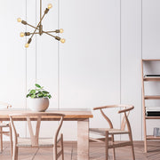 Candeeiro de Teto Vintage Elegante, Corpo em Metal, 55 x 55 cm, Altura 59 cm | 6 x E27 Máx. 40 W | Acabamento em Cobre, Design Moderno e Glamouroso para Decoração de Casa