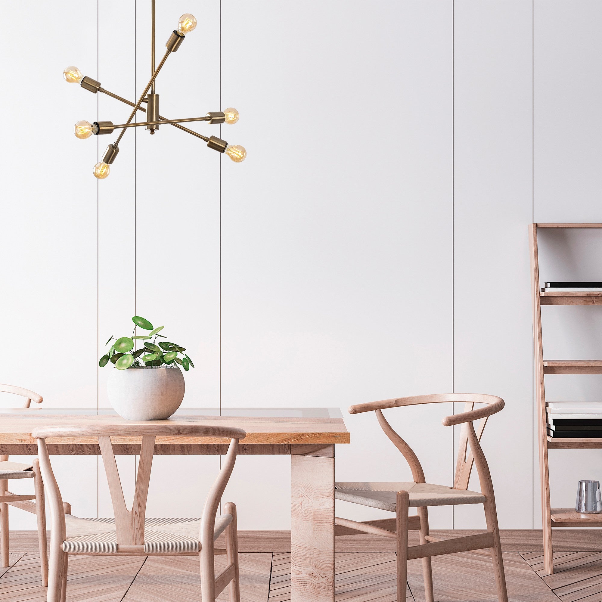 Candeeiro de Teto Vintage Elegante, Corpo em Metal, 55 x 55 cm, Altura 59 cm | 6 x E27 Máx. 40 W | Acabamento em Cobre, Design Moderno e Glamouroso para Decoração de Casa