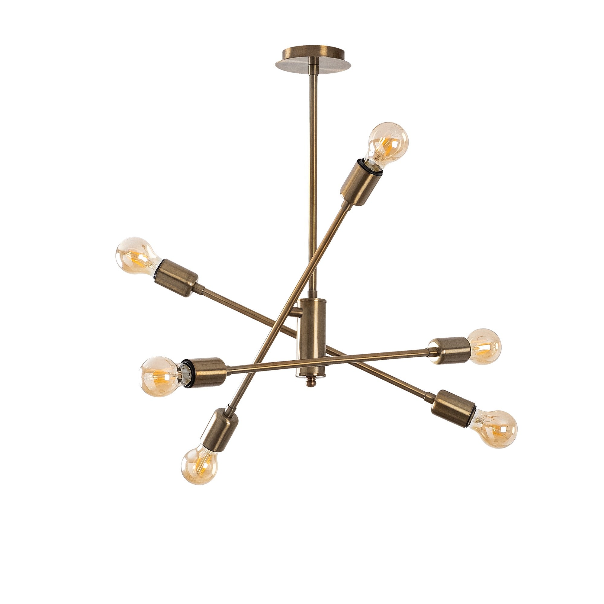 Candeeiro de Teto Vintage Elegante, Corpo em Metal, 55 x 55 cm, Altura 59 cm | 6 x E27 Máx. 40 W | Acabamento em Cobre, Design Moderno e Glamouroso para Decoração de Casa