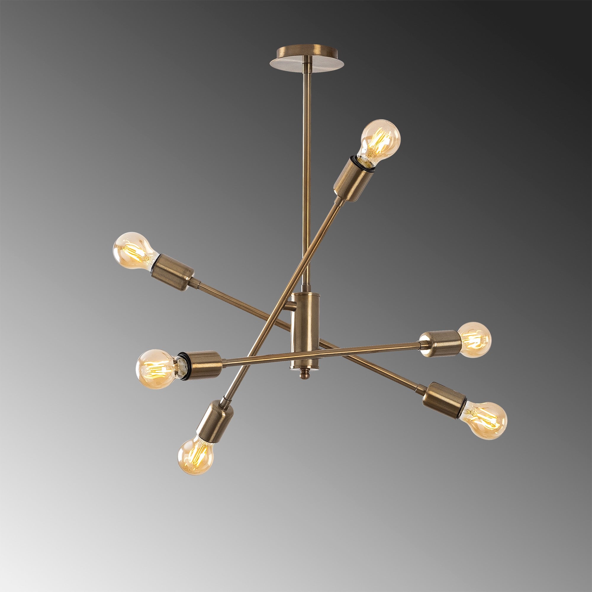 Candeeiro de Teto Vintage Elegante, Corpo em Metal, 55 x 55 cm, Altura 59 cm | 6 x E27 Máx. 40 W | Acabamento em Cobre, Design Moderno e Glamouroso para Decoração de Casa