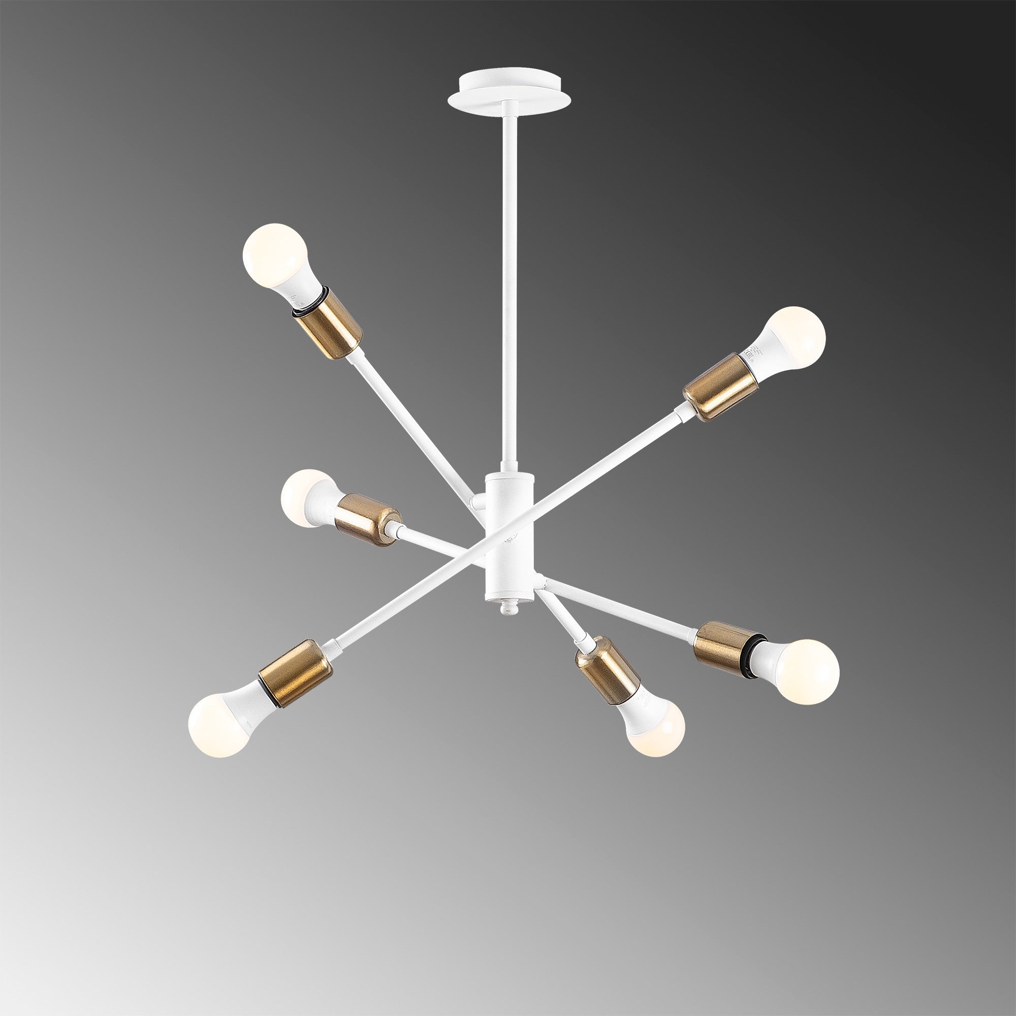 Candeeiro de Teto Branco Moderno, 55 x 55 cm, Altura 59 cm | Corpo em Metal, 6 x E27 Máx. 40 W | Design Elegante para Casa e Escritório, Classificação IP20