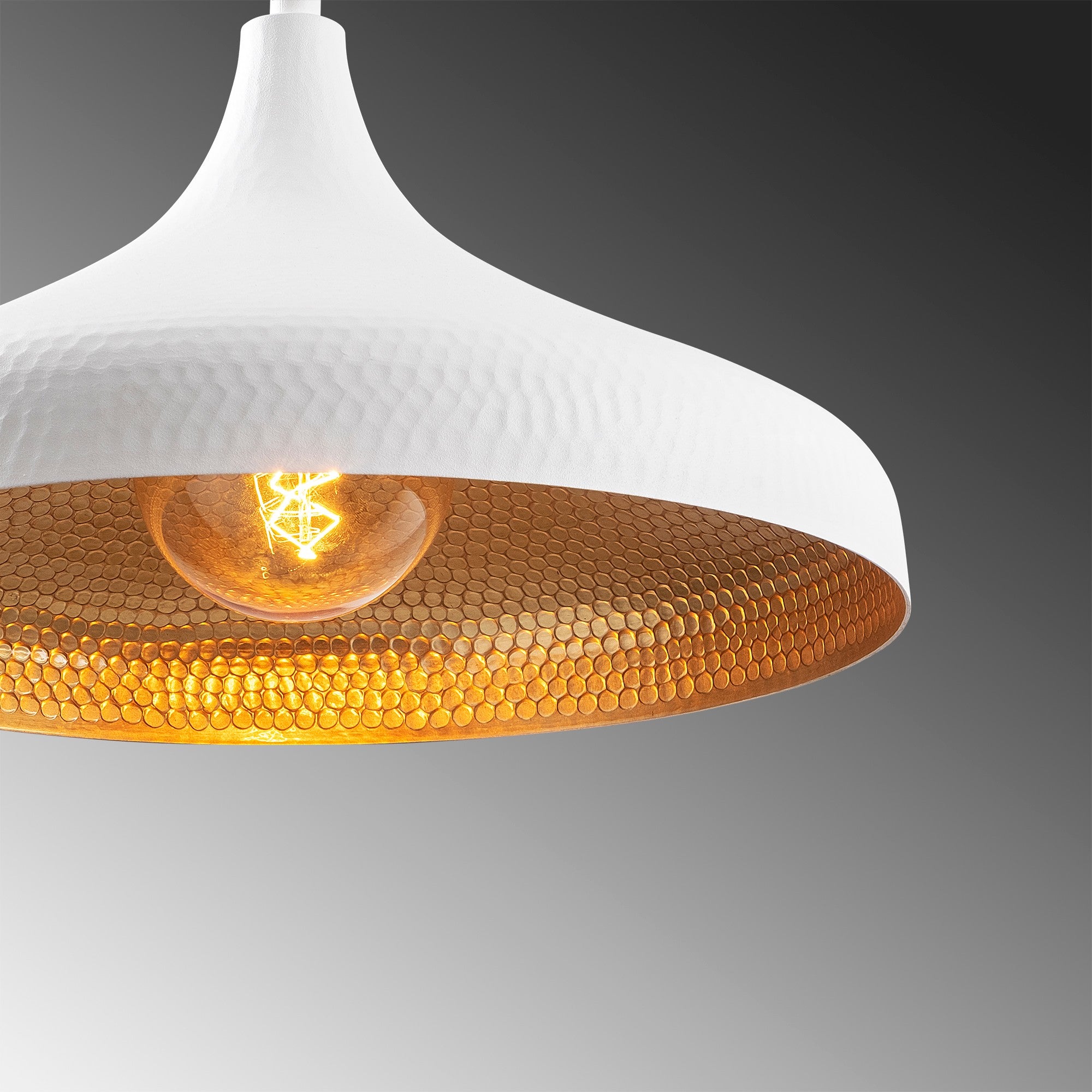 Candeeiro de Teto – 36x36 cm, Altura 118 cm – Branco e Vermelho – Metal