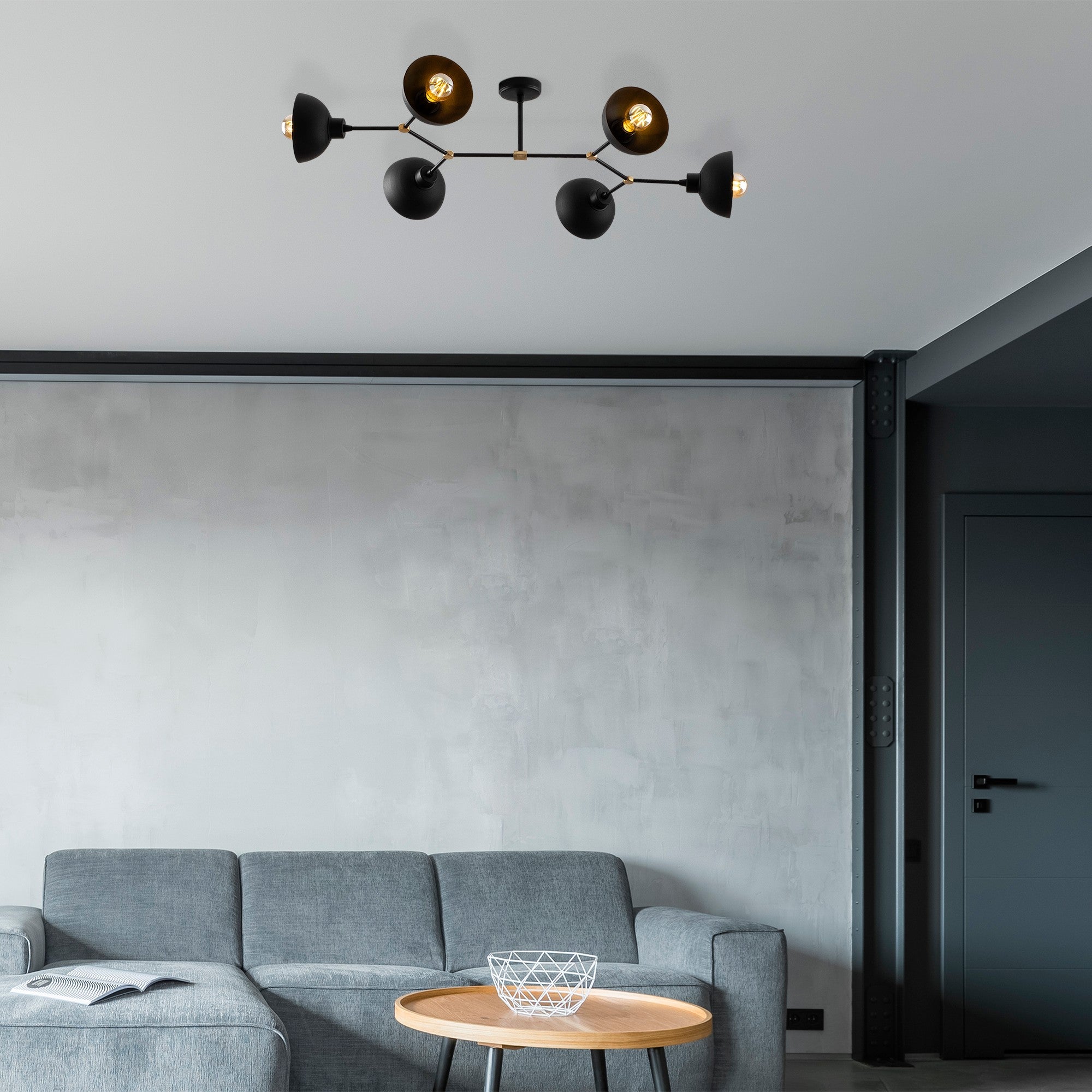 Candeeiro de Teto Industrial Moderno – 102 x 52 cm – Preto – Metal