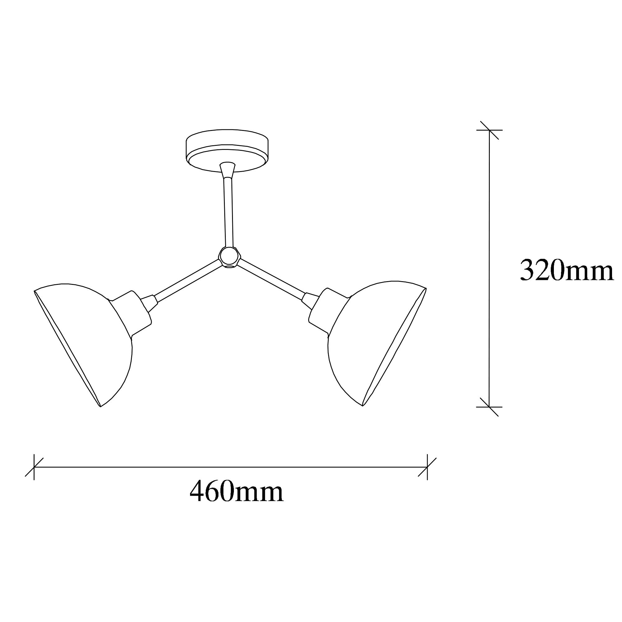 Lustre Vintage Elegante, Corpo em Metal, 46 x 15 cm, Altura 32 cm | 2 x E27 Máx. 40 W | Design Escandinavo Moderno e Glamouroso para Interiores Elegantes