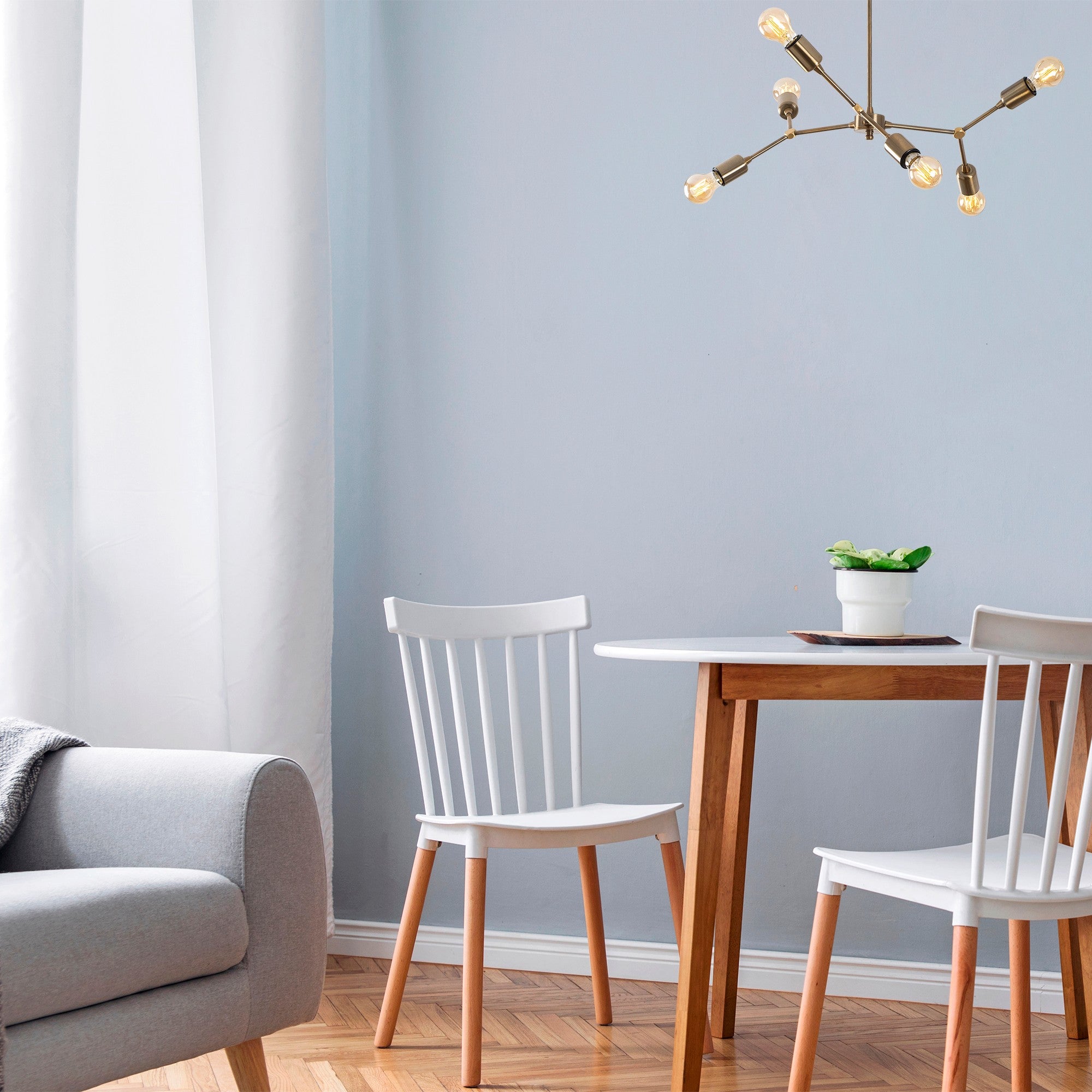 Candeeiro de Teto Vintage Elegante de Cobre, 67 x 67 cm, Altura 43 cm | Corpo de Metal, 6 x E27 Máx. 40 W | Design Glamour Moderno para Decoração de Casa com Estilo