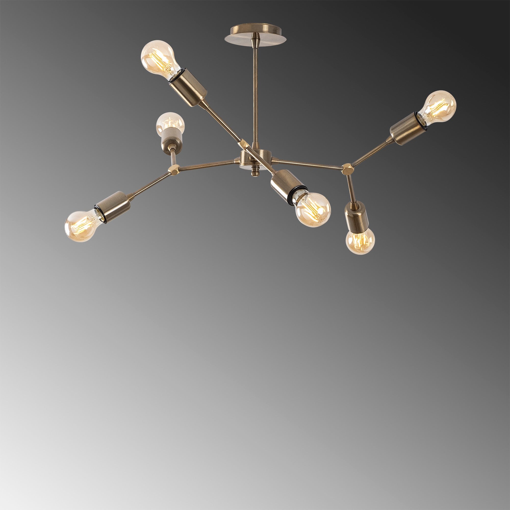 Candeeiro de Teto Vintage Elegante de Cobre, 67 x 67 cm, Altura 43 cm | Corpo de Metal, 6 x E27 Máx. 40 W | Design Glamour Moderno para Decoração de Casa com Estilo