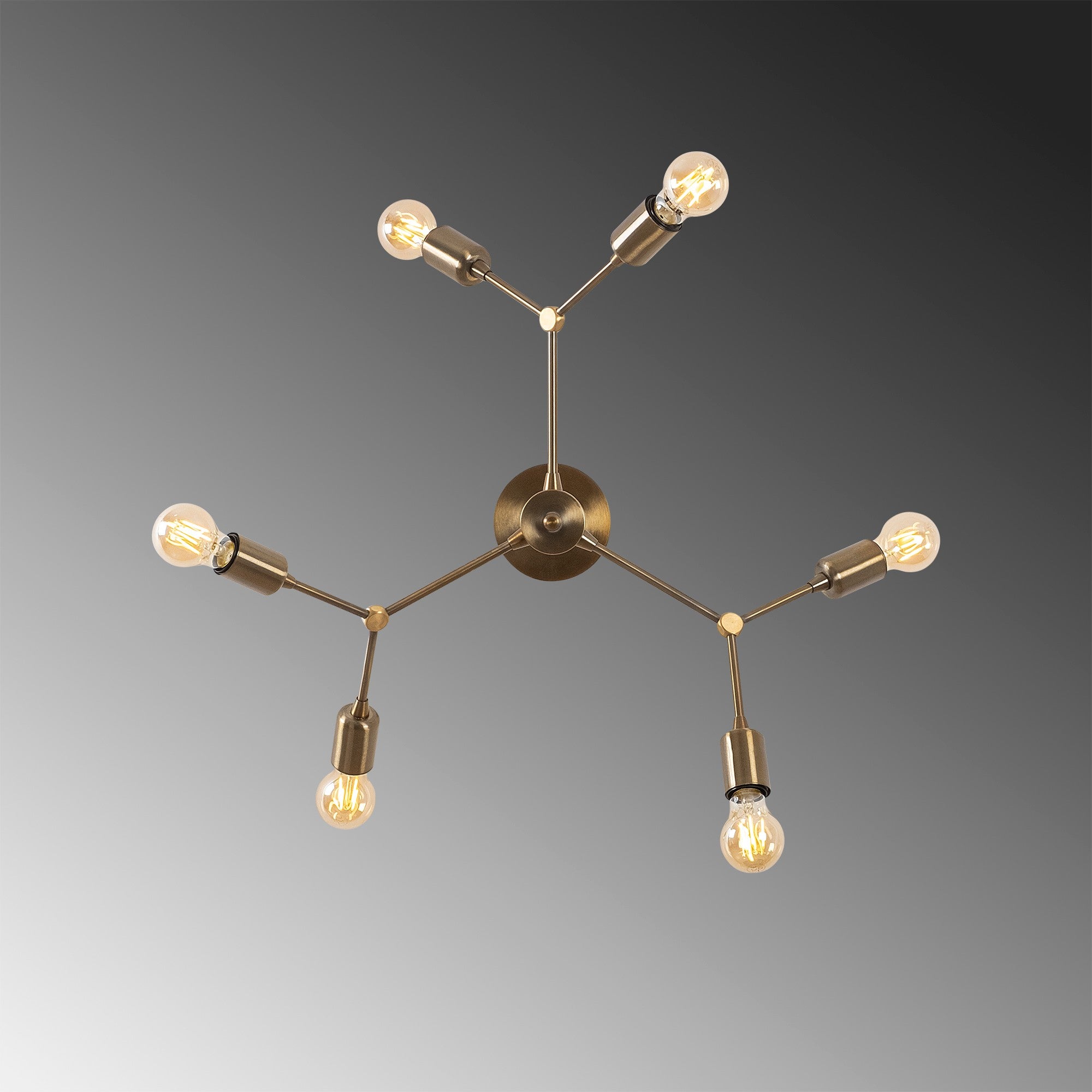 Candeeiro de Teto Vintage Elegante de Cobre, 67 x 67 cm, Altura 43 cm | Corpo de Metal, 6 x E27 Máx. 40 W | Design Glamour Moderno para Decoração de Casa com Estilo