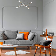 Candeeiro de Teto moderno com corpo de metal, 67 x 67 cm, altura 43 cm | 6 x E27 máx. 40 W, cores branco e vintage | Iluminação elegante para casa e escritório