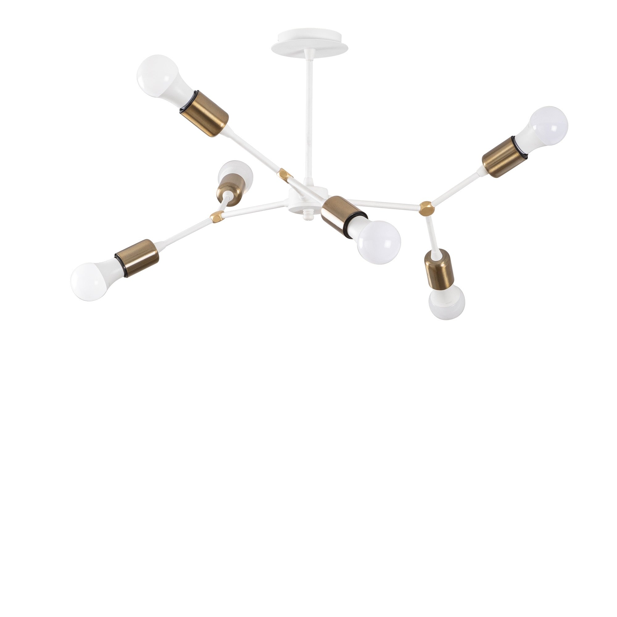 Candeeiro de Teto moderno com corpo de metal, 67 x 67 cm, altura 43 cm | 6 x E27 máx. 40 W, cores branco e vintage | Iluminação elegante para casa e escritório