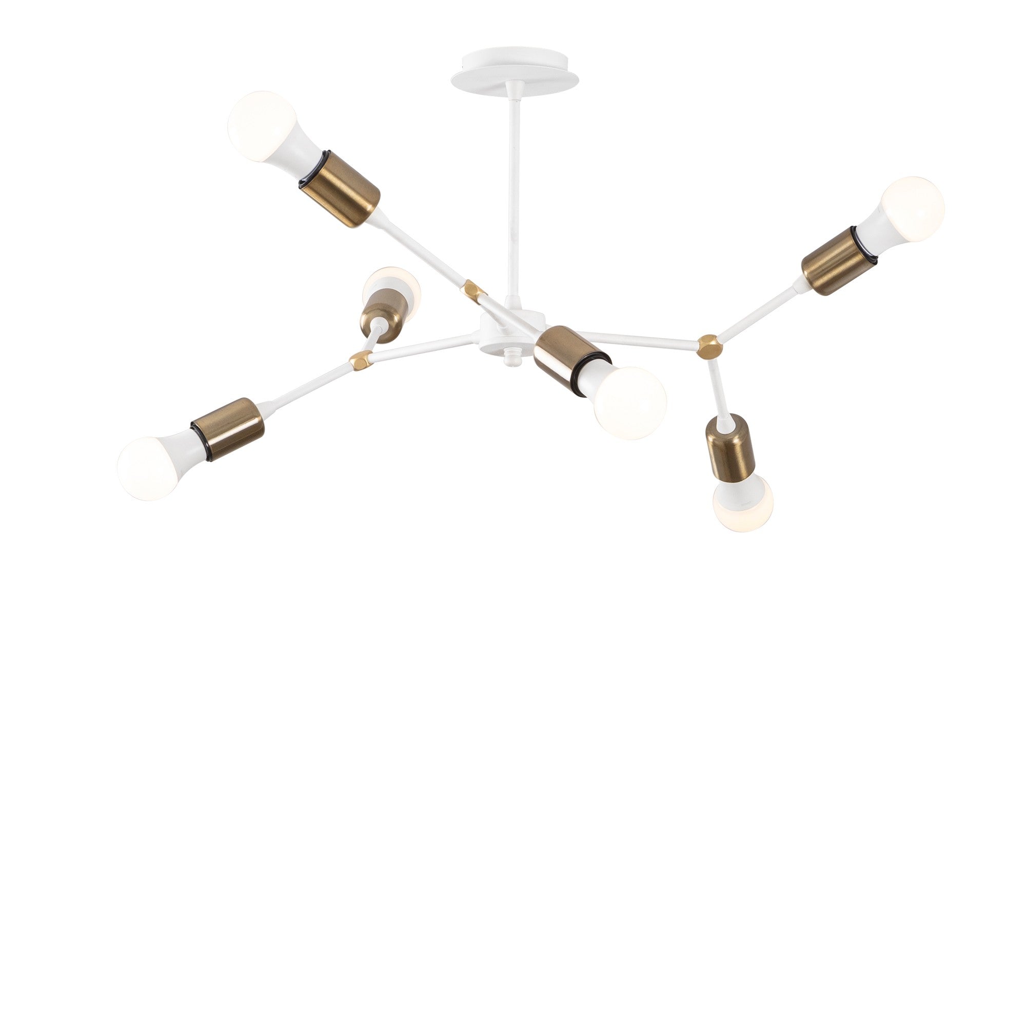 Candeeiro de Teto moderno com corpo de metal, 67 x 67 cm, altura 43 cm | 6 x E27 máx. 40 W, cores branco e vintage | Iluminação elegante para casa e escritório