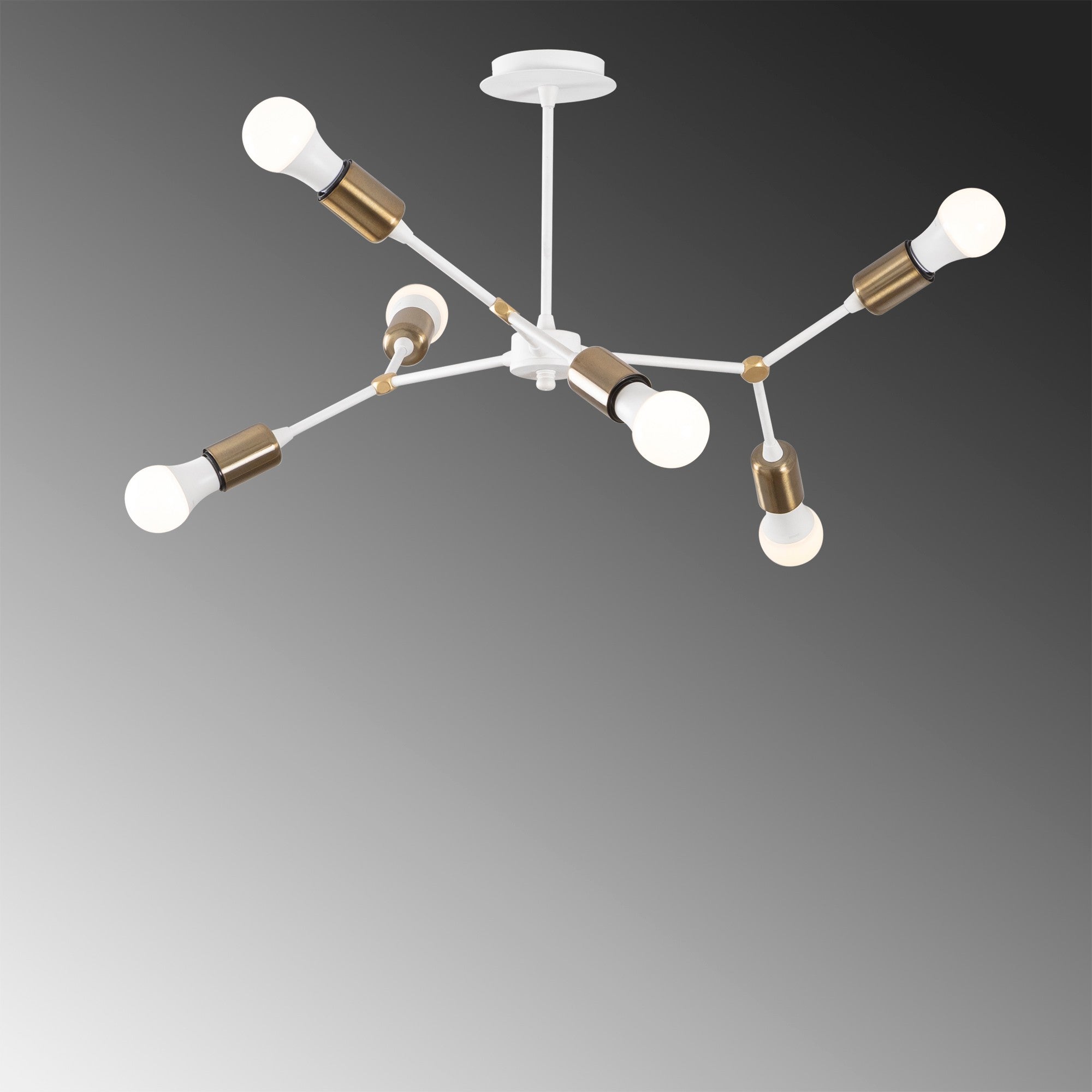 Candeeiro de Teto moderno com corpo de metal, 67 x 67 cm, altura 43 cm | 6 x E27 máx. 40 W, cores branco e vintage | Iluminação elegante para casa e escritório