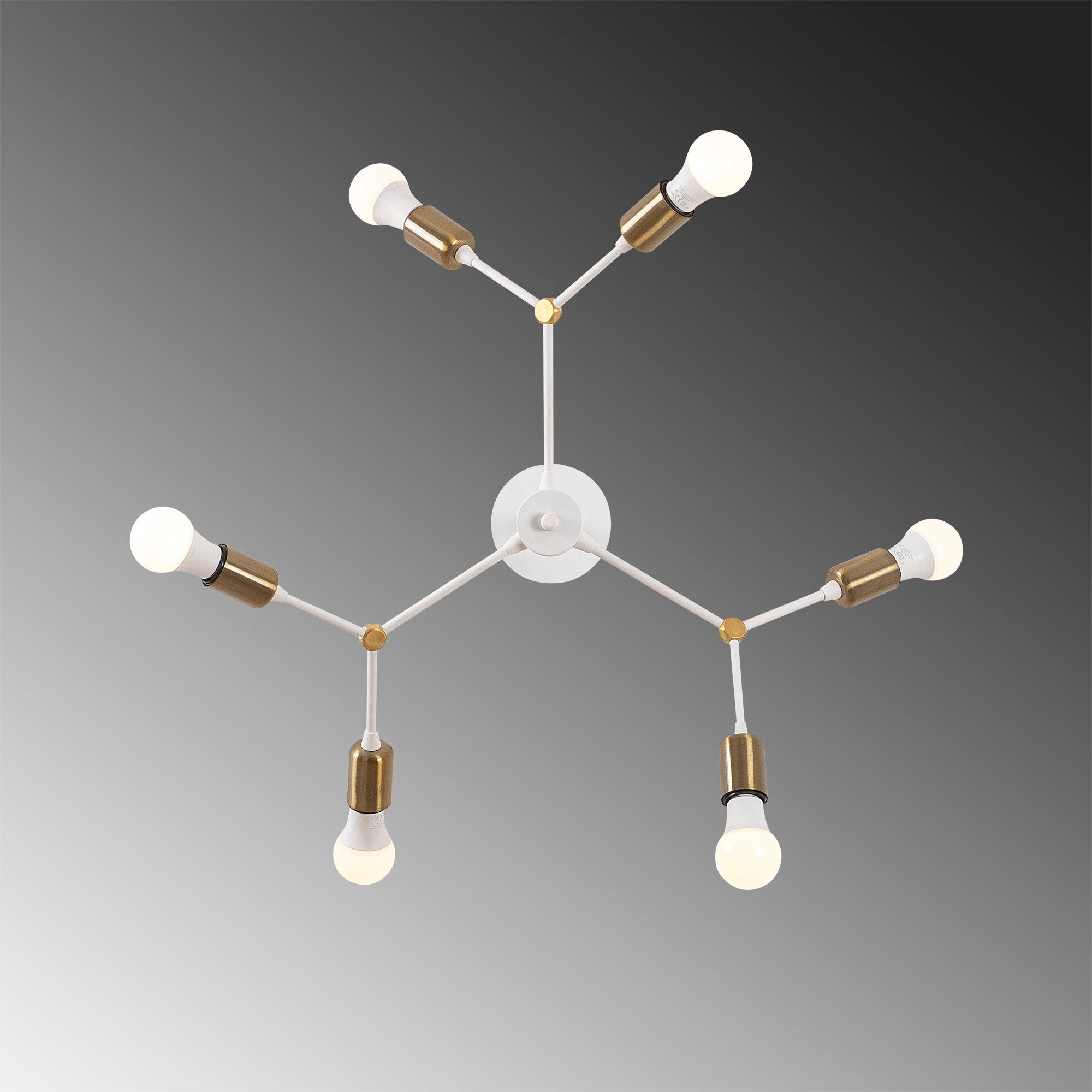 Candeeiro de Teto moderno com corpo de metal, 67 x 67 cm, altura 43 cm | 6 x E27 máx. 40 W, cores branco e vintage | Iluminação elegante para casa e escritório