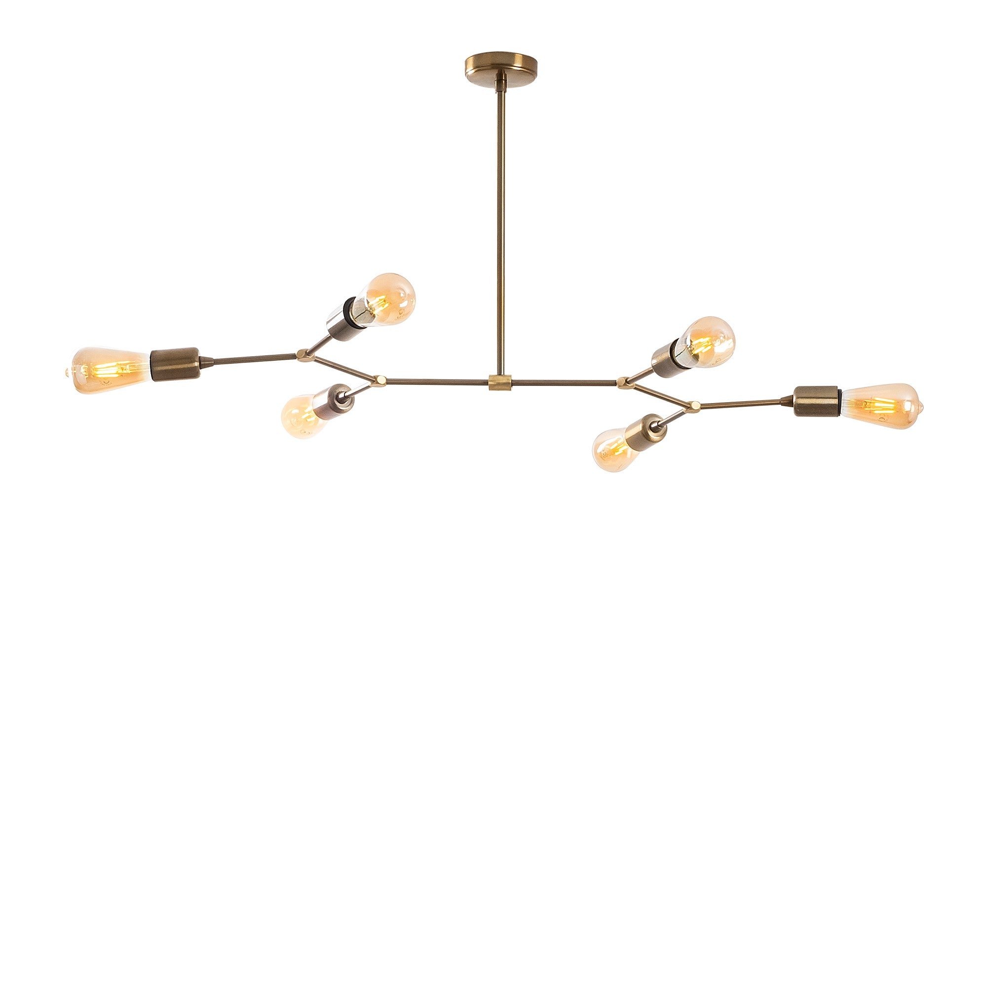 Candeeiro de Teto Vintage Elegante, Corpo de Ferro, 95 x 48 cm, Altura 48 cm | 6 x E27 Máx. 40 W, Acabamento em Cobre | Design Glamour Moderno para Interiores Elegantes