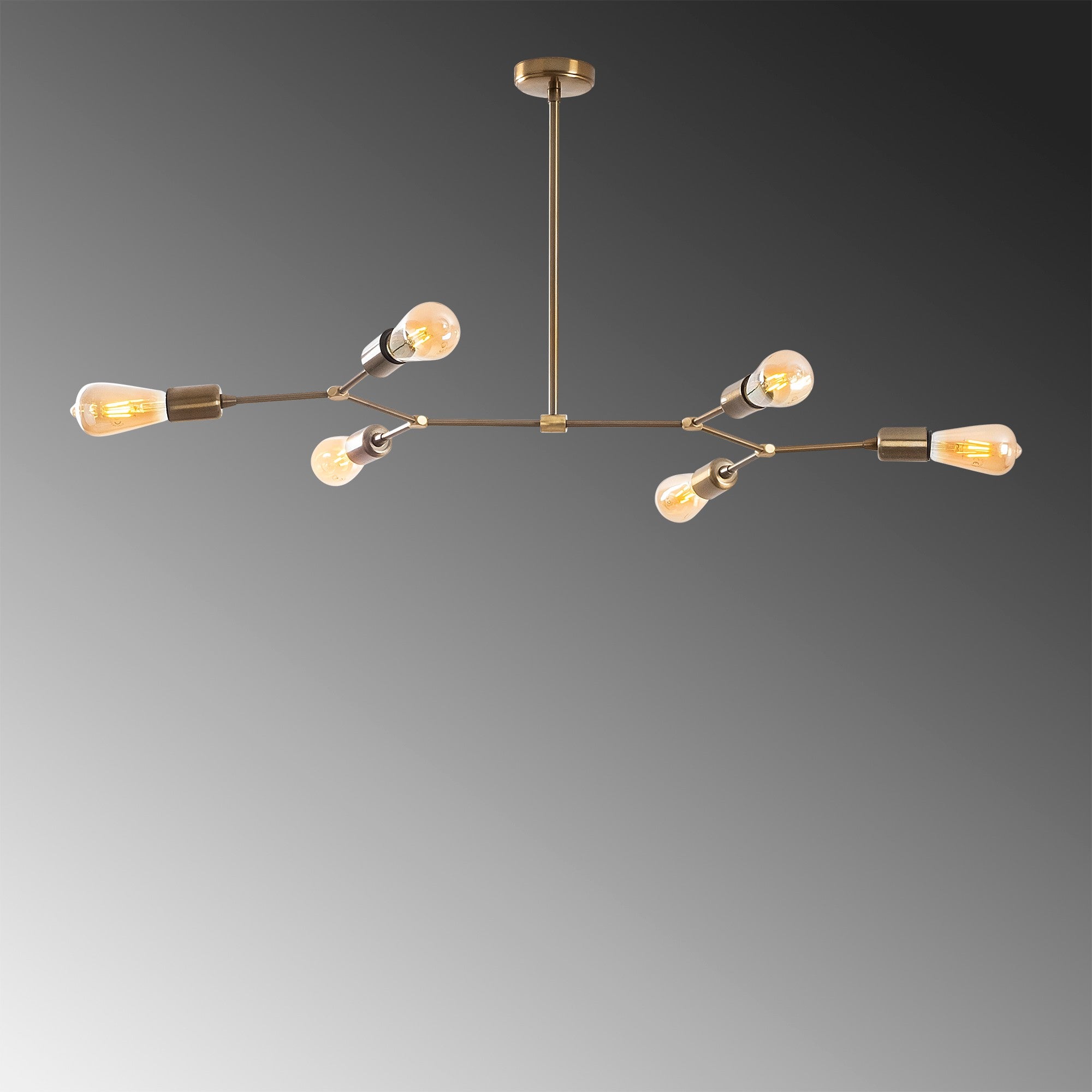 Candeeiro de Teto Vintage Elegante, Corpo de Ferro, 95 x 48 cm, Altura 48 cm | 6 x E27 Máx. 40 W, Acabamento em Cobre | Design Glamour Moderno para Interiores Elegantes