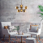 Candeeiro de Teto Vintage Elegante, Corpo em Metal, 64 x 64 cm, Altura 79 cm | 6 x E27 Máx. 40 W | Design Escandinavo Moderno e Glamouroso para Interiores Elegantes