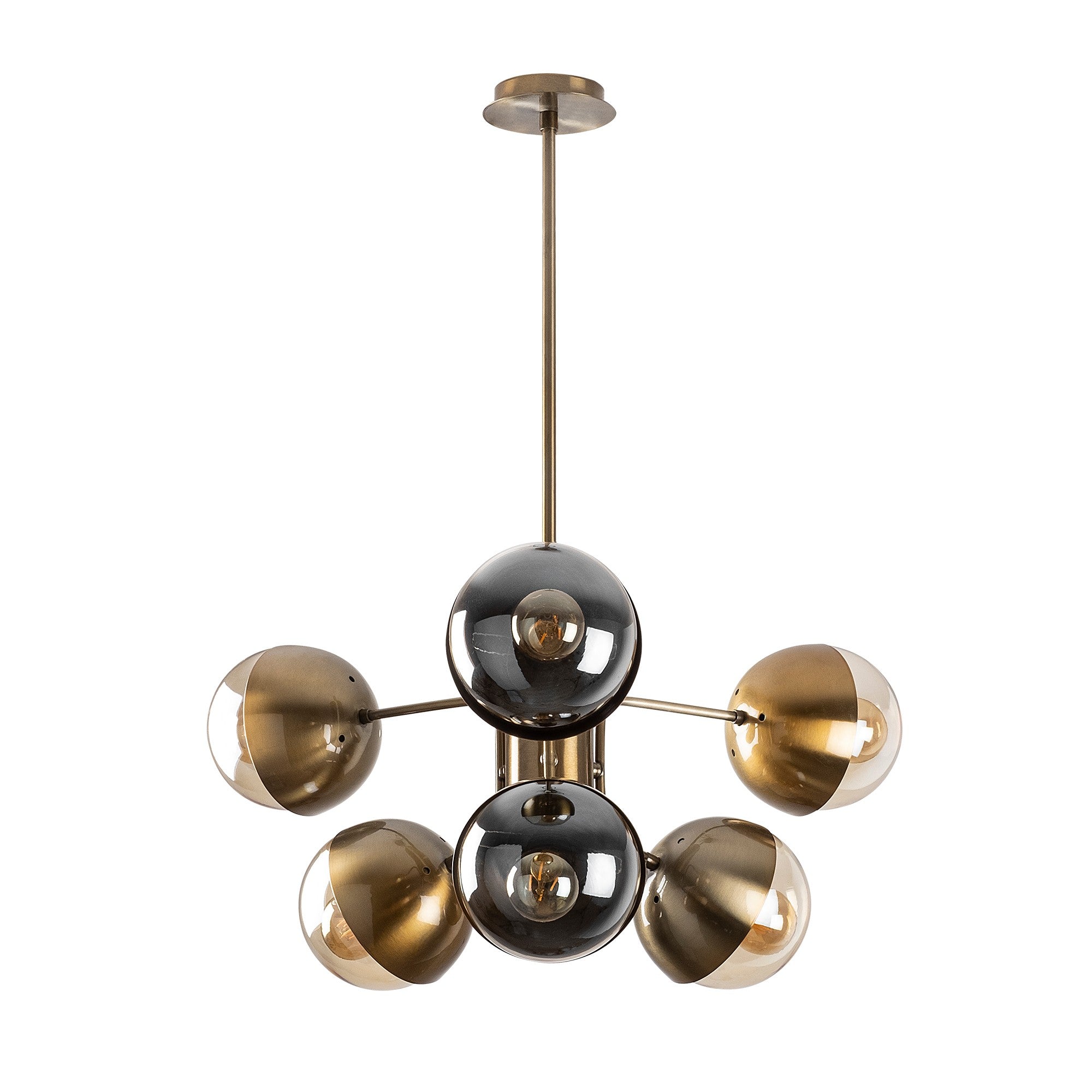 Candeeiro de Teto Vintage Elegante, Corpo em Metal, 64 x 64 cm, Altura 79 cm | 6 x E27 Máx. 40 W | Design Escandinavo Moderno e Glamouroso para Interiores Elegantes