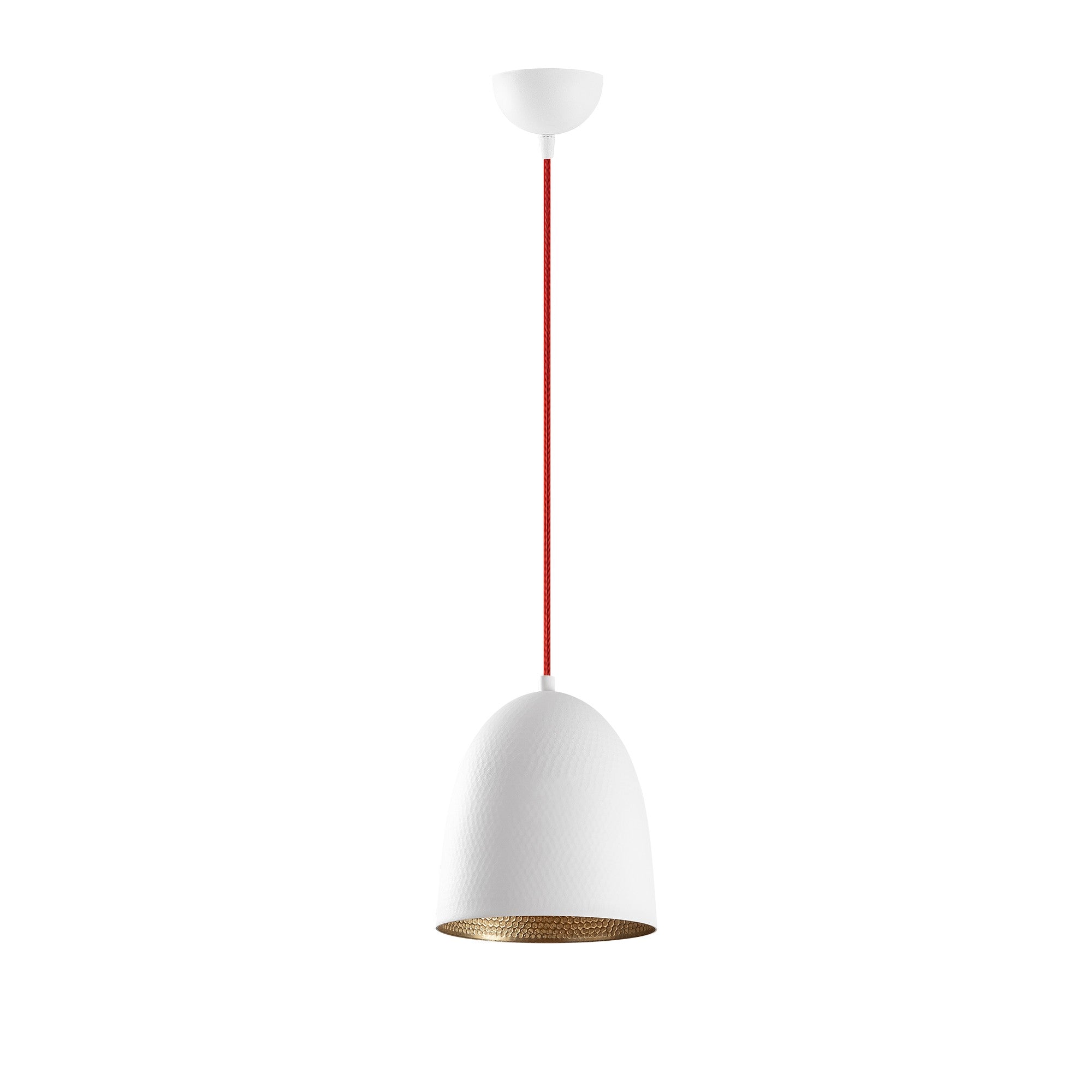 Candeeiro de Teto Escandinavo, Corpo em Metal, 20 x 20 cm, Altura 125 cm | Branco e Vermelho, Soquete E27, Máx. 40 W | Iluminação Elegante para Espaços Modernos