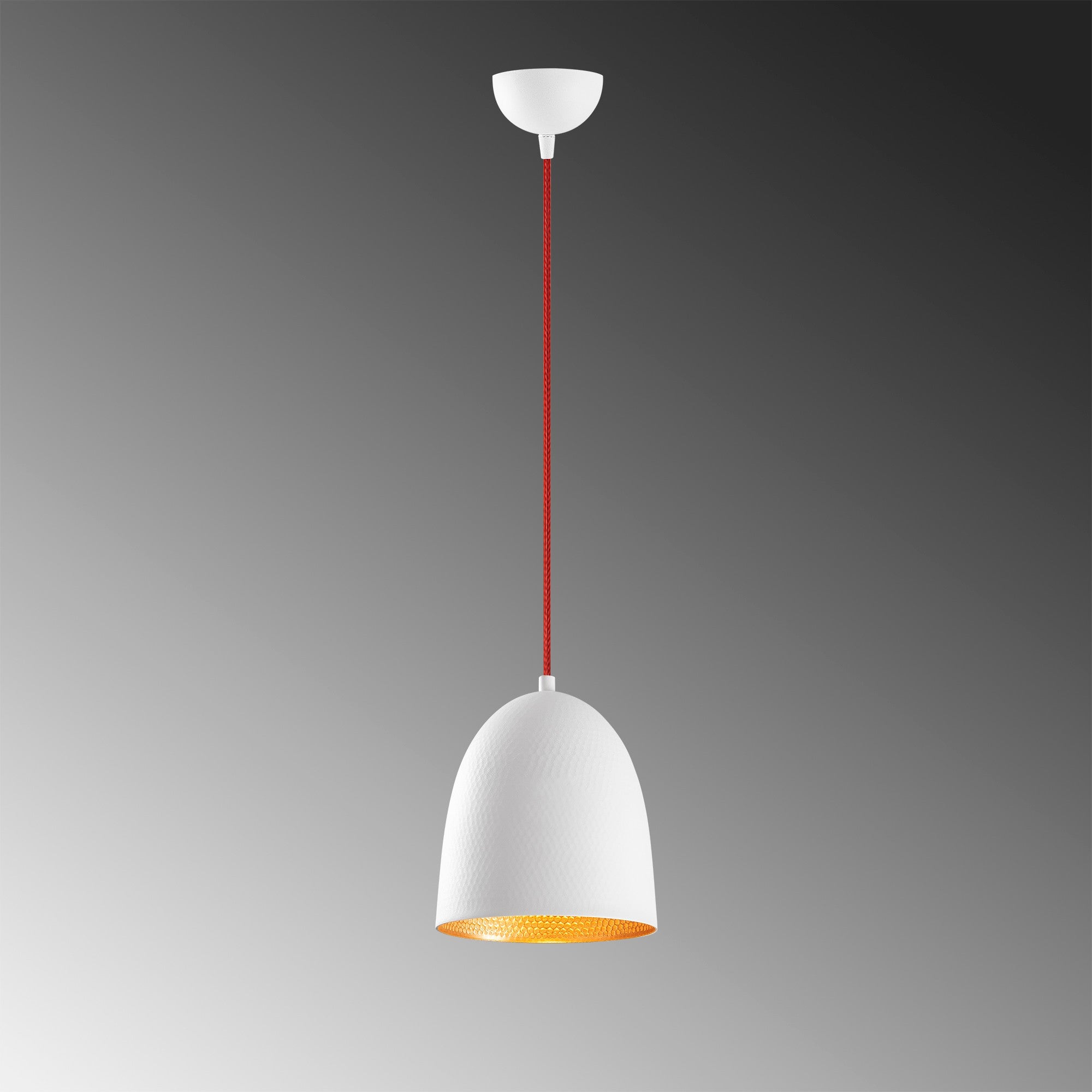 Candeeiro de Teto Escandinavo, Corpo em Metal, 20 x 20 cm, Altura 125 cm | Branco e Vermelho, Soquete E27, Máx. 40 W | Iluminação Elegante para Espaços Modernos