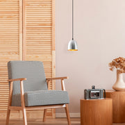 Candeeiro de Teto Escandinavo Elegante, Corpo em Metal, 16 x 16 cm, Altura 113 cm, Acabamento Prateado, Soquete E27, IP20 | Perfeito para Decoração Moderna