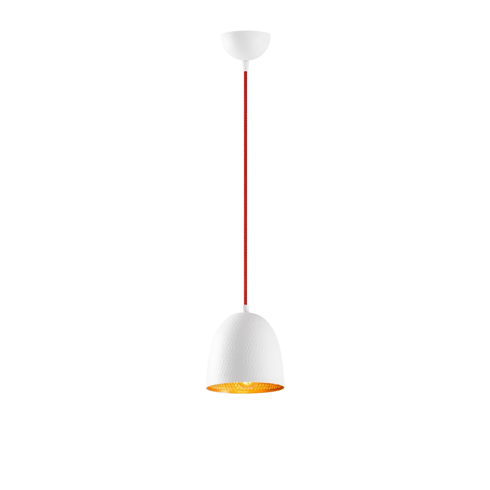 Candeeiro de Teto – 16 x 16 cm – Branco e Vermelho – Metal
