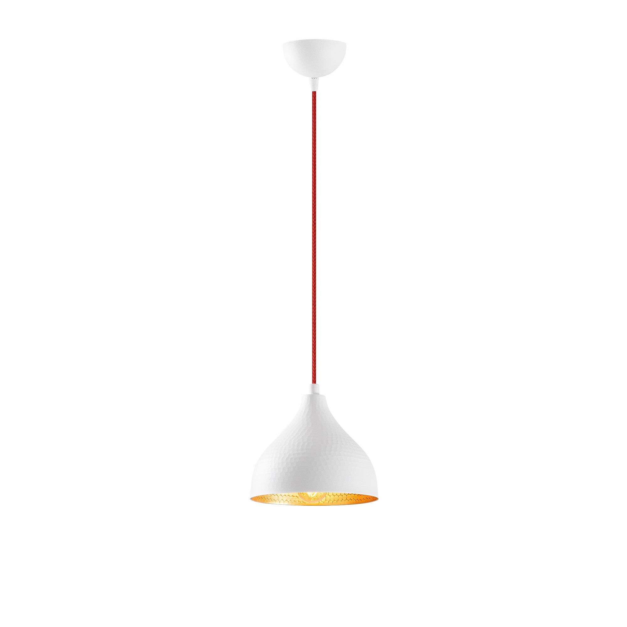 Candeeiro de Teto Escandinavo, Corpo de Metal, 18 x 18 cm, Altura 114 cm, Branco e Vermelho, Soquete E27, Máx. 40 W, Design Elegante para Espaços Modernos, Classificação IP20