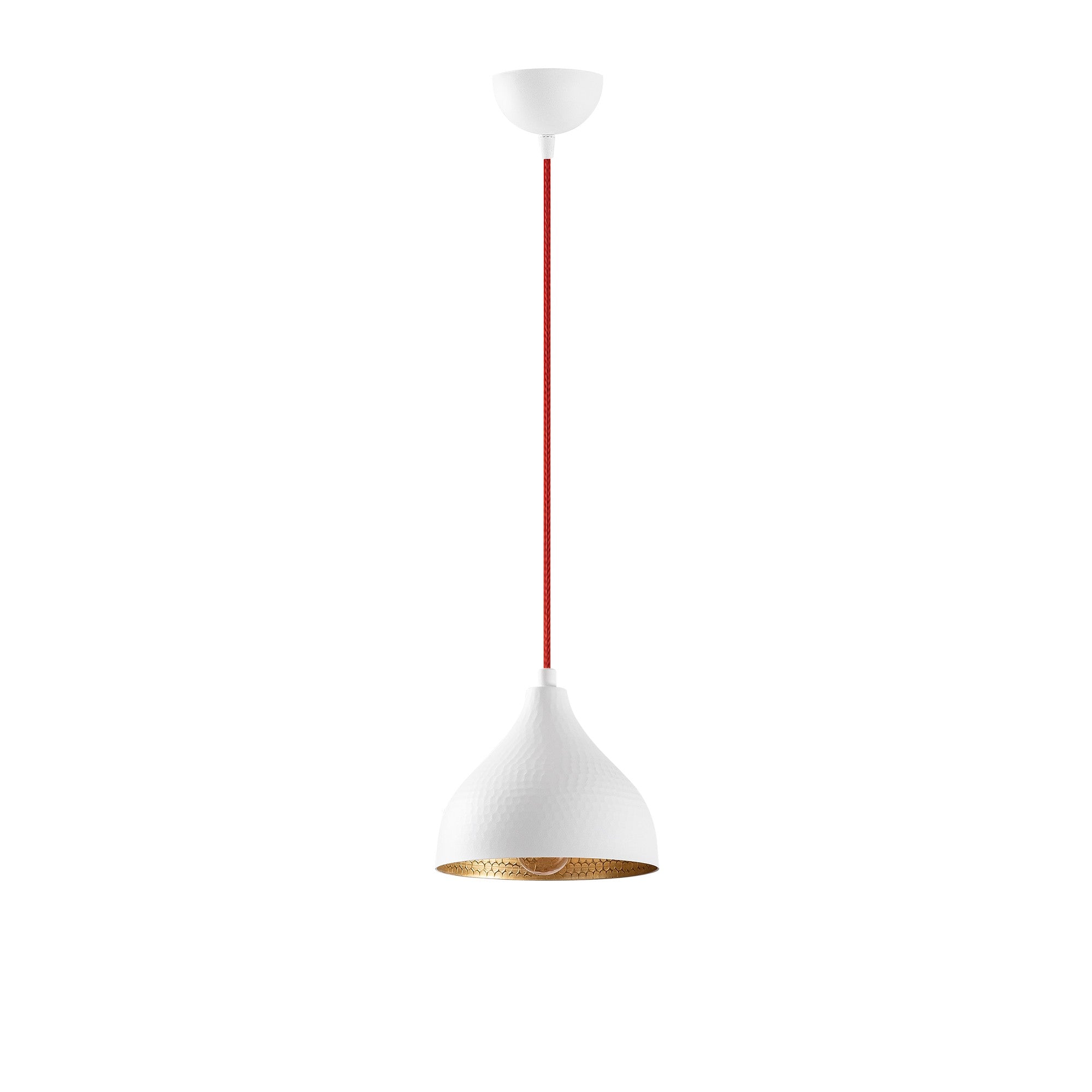 Candeeiro de Teto Escandinavo, Corpo de Metal, 18 x 18 cm, Altura 114 cm, Branco e Vermelho, Soquete E27, Máx. 40 W, Design Elegante para Espaços Modernos, Classificação IP20