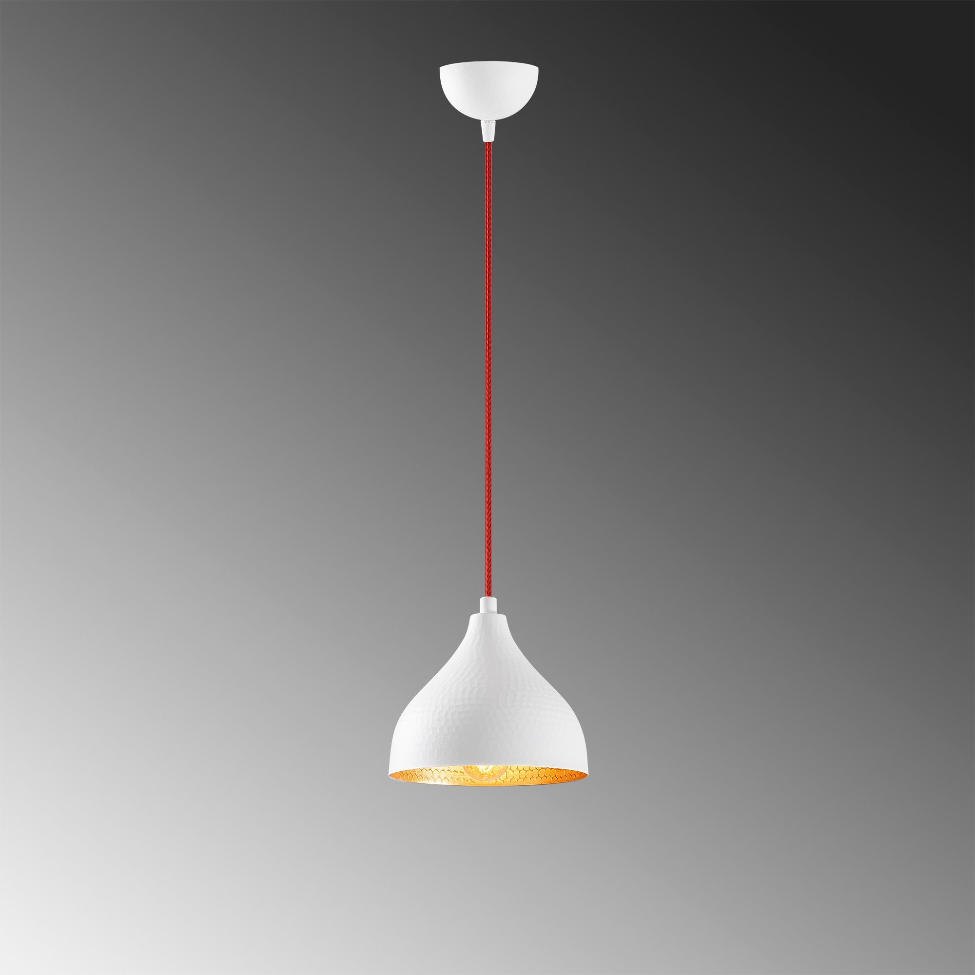 Candeeiro de Teto Escandinavo, Corpo de Metal, 18 x 18 cm, Altura 114 cm, Branco e Vermelho, Soquete E27, Máx. 40 W, Design Elegante para Espaços Modernos, Classificação IP20