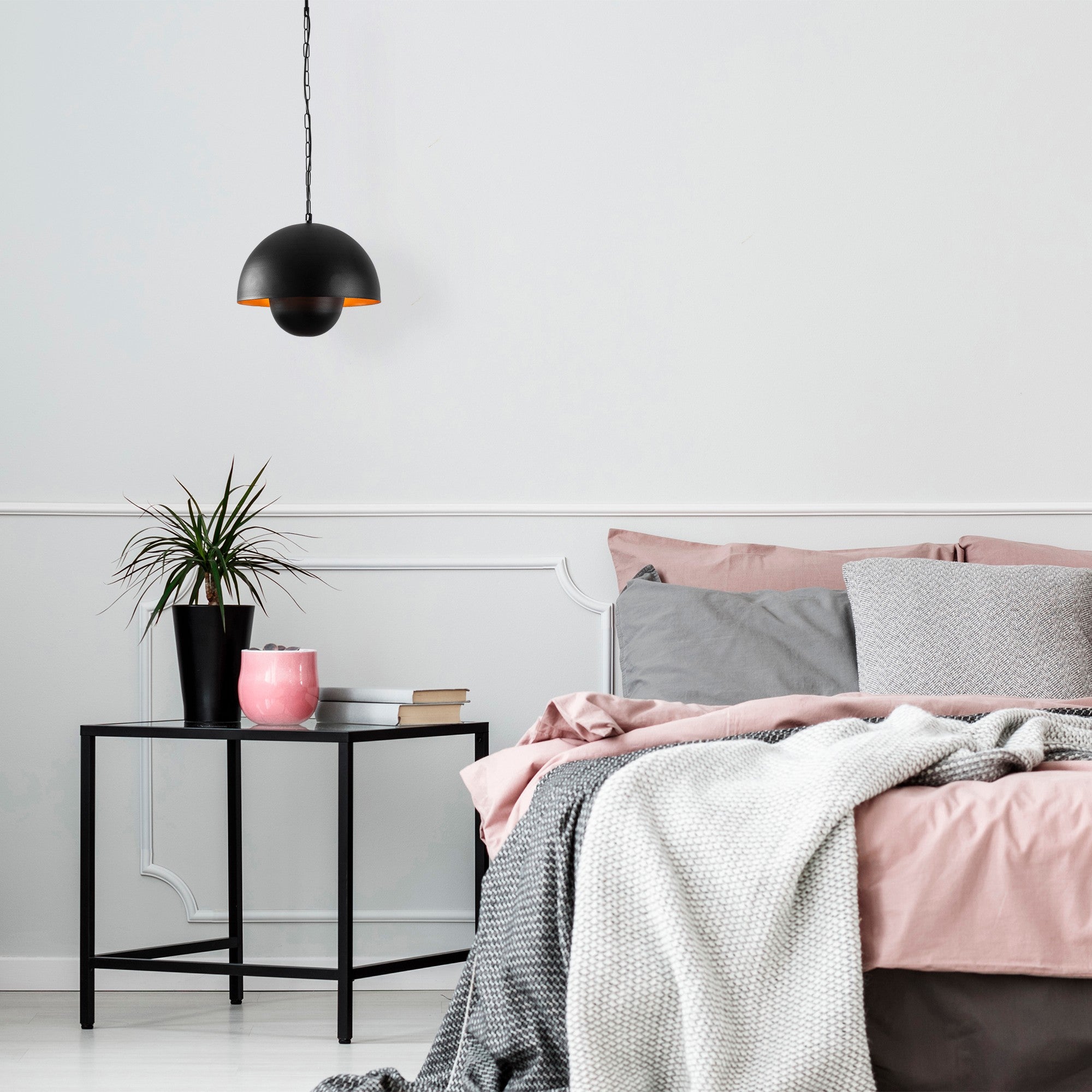 Candeeiro de Teto Industrial Moderno, Corpo em Metal Preto, 30 x 30 cm, Altura 28 cm | Soquete E27, Máx. 40 W | Design Escandinavo Elegante para Casa e Escritório