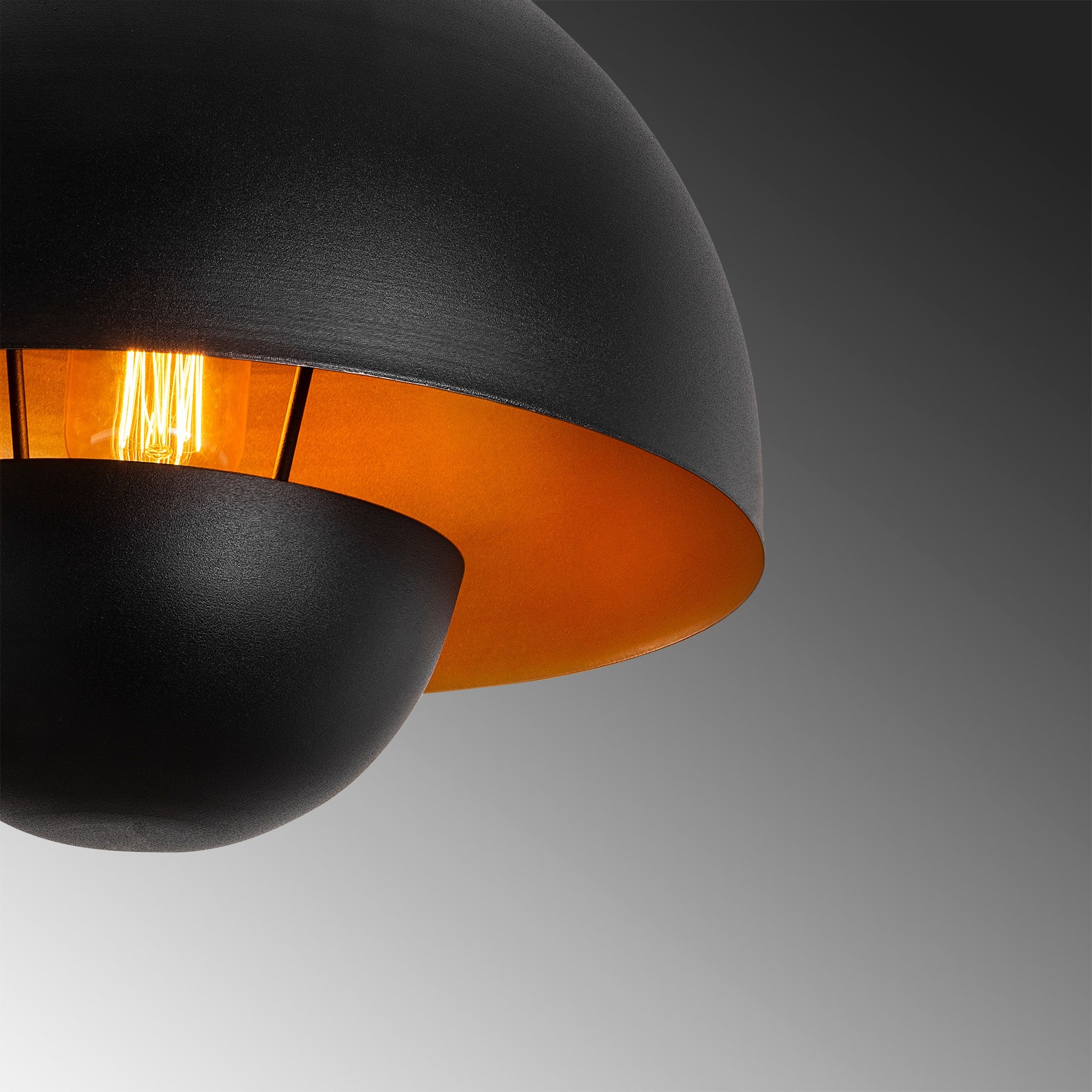 Candeeiro de Teto Industrial Moderno, Corpo em Metal Preto, 30 x 30 cm, Altura 28 cm | Soquete E27, Máx. 40 W | Design Escandinavo Elegante para Casa e Escritório