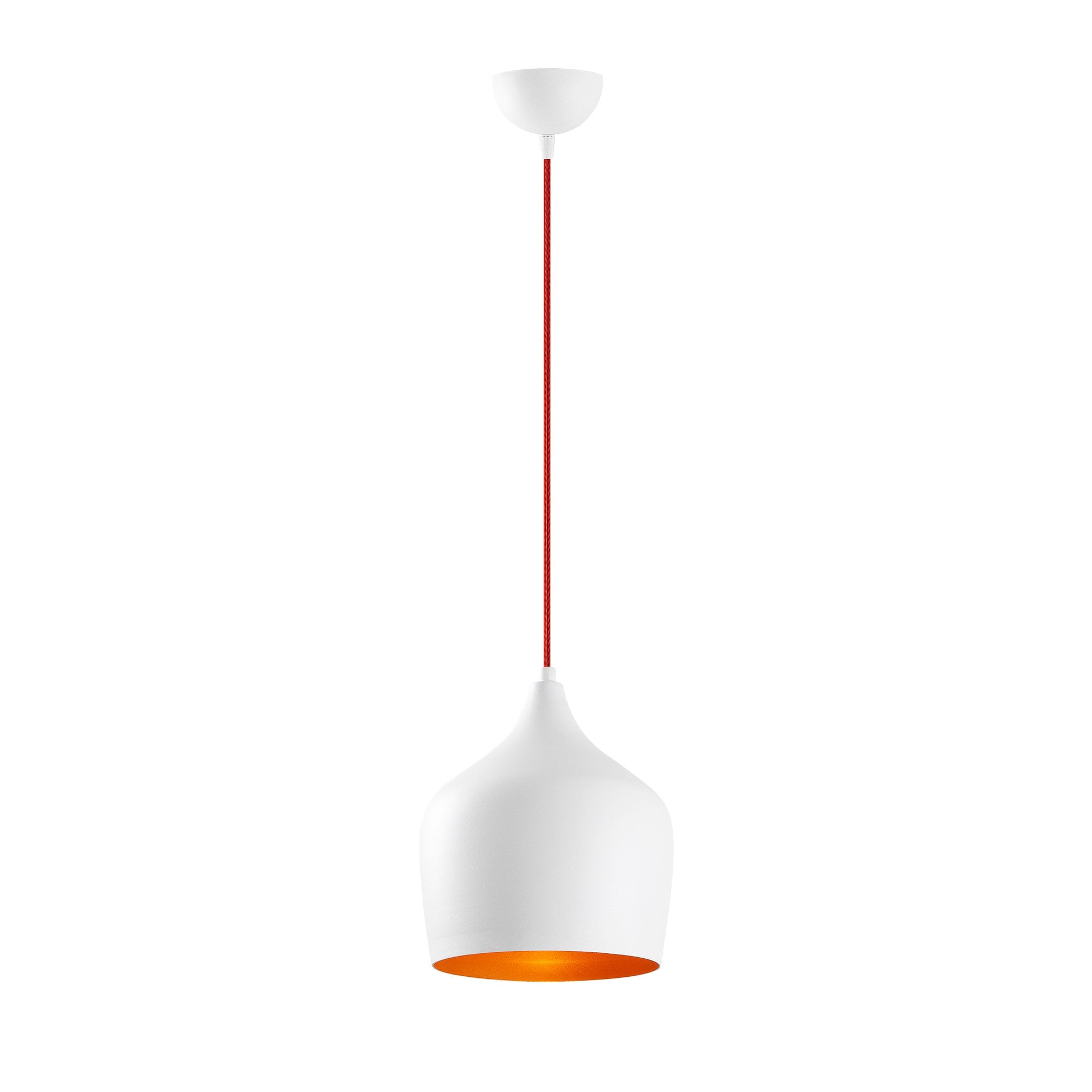 Candeeiro de Teto Escandinavo, Corpo em Metal, 22 x 22 cm, Altura 124 cm | Branco e Vermelho, Soquete E27, Máx. 40 W | Iluminação Elegante para Espaços Modernos